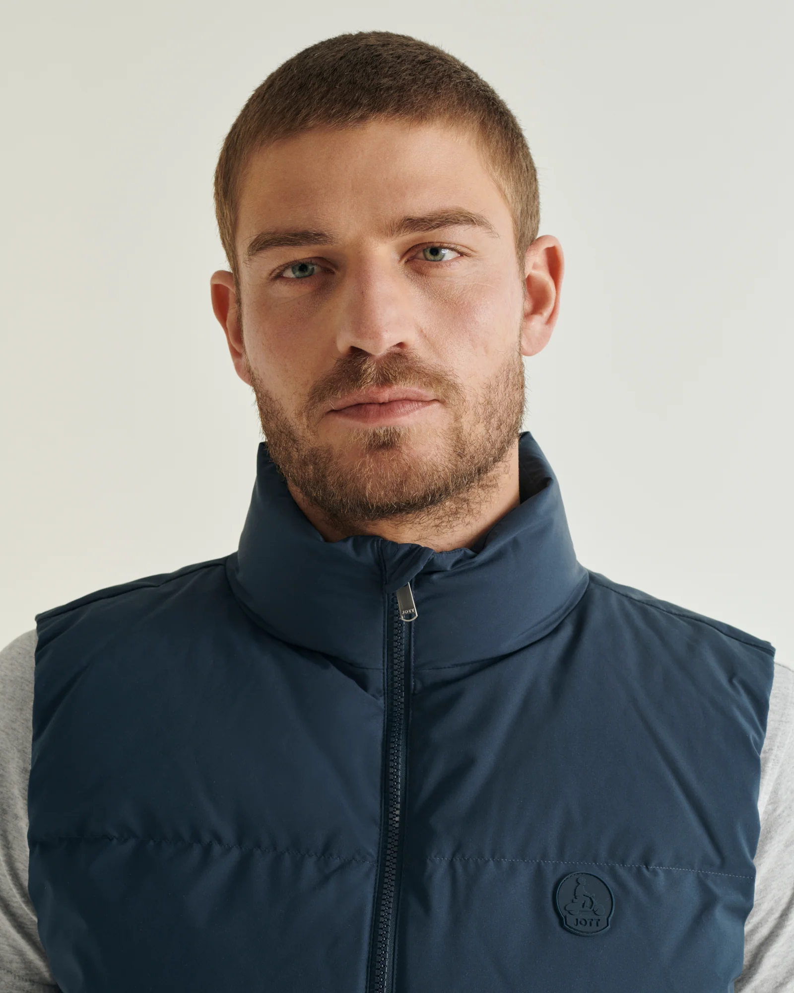 Down jacket mixed sleeveless 'Puffer' spirit Marine Nagano