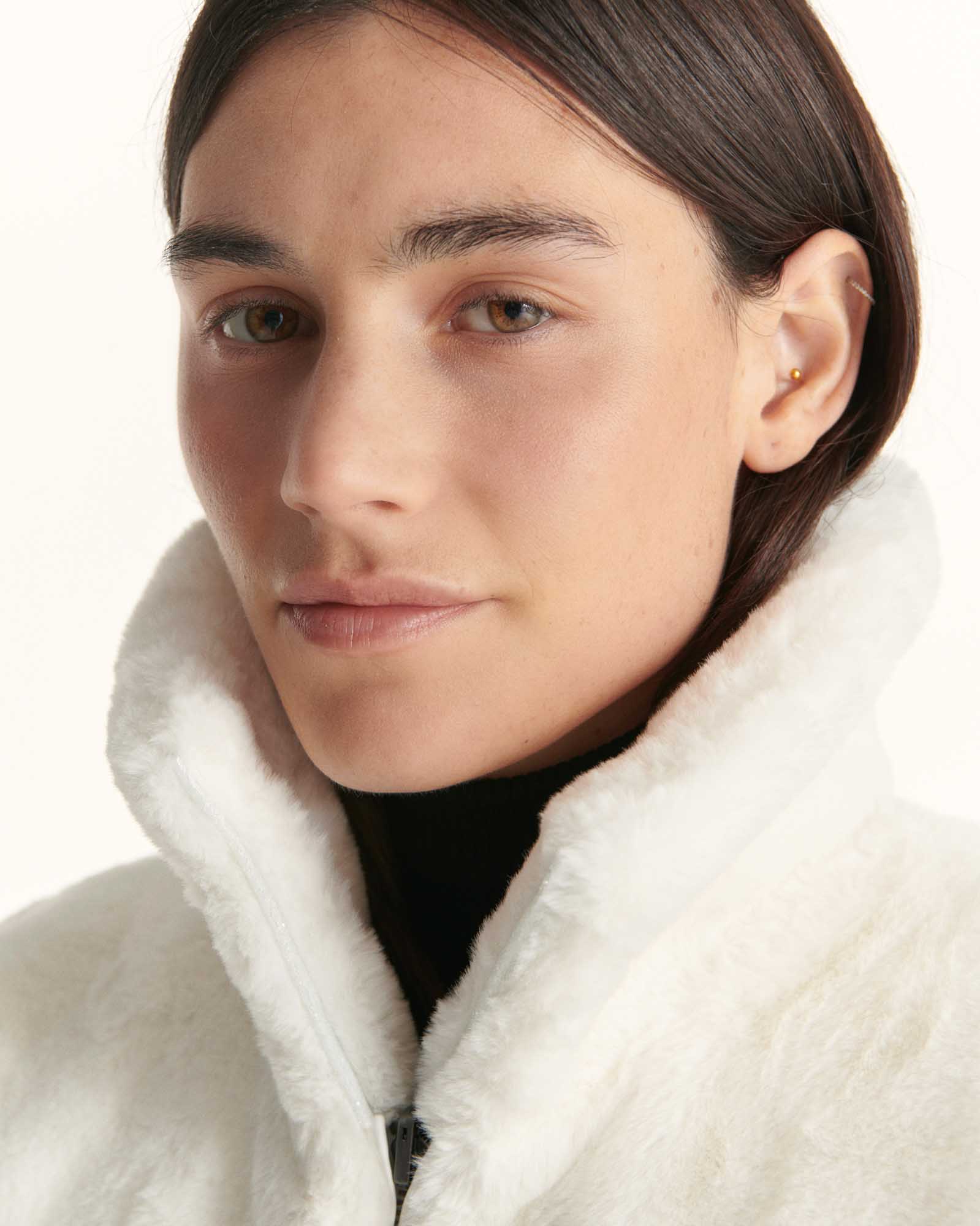 Down jacket with crystals Swarovski®️ sleeveless reversible Grand Froid Taupe Daria