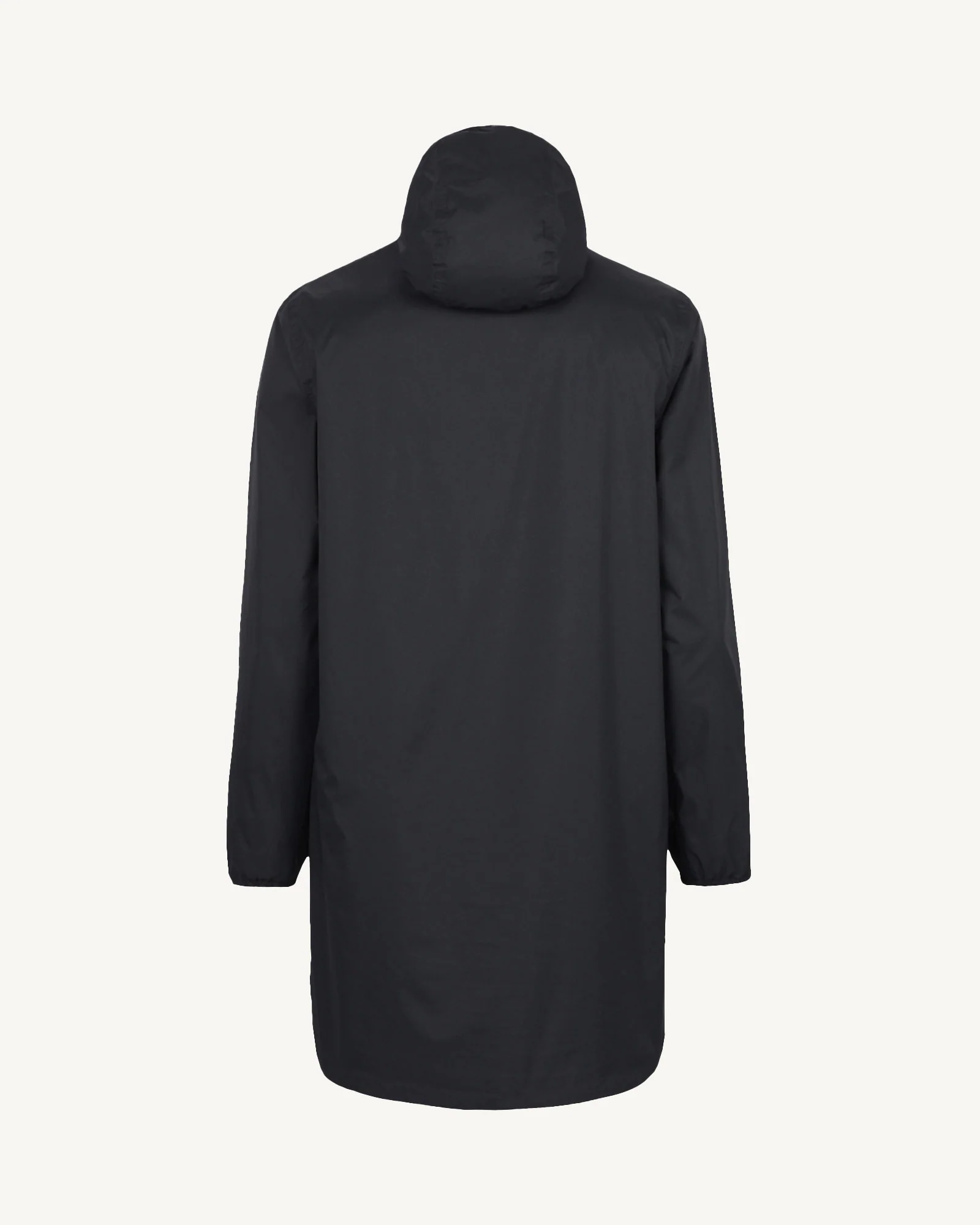 Long hooded raincoat packable Black Oban