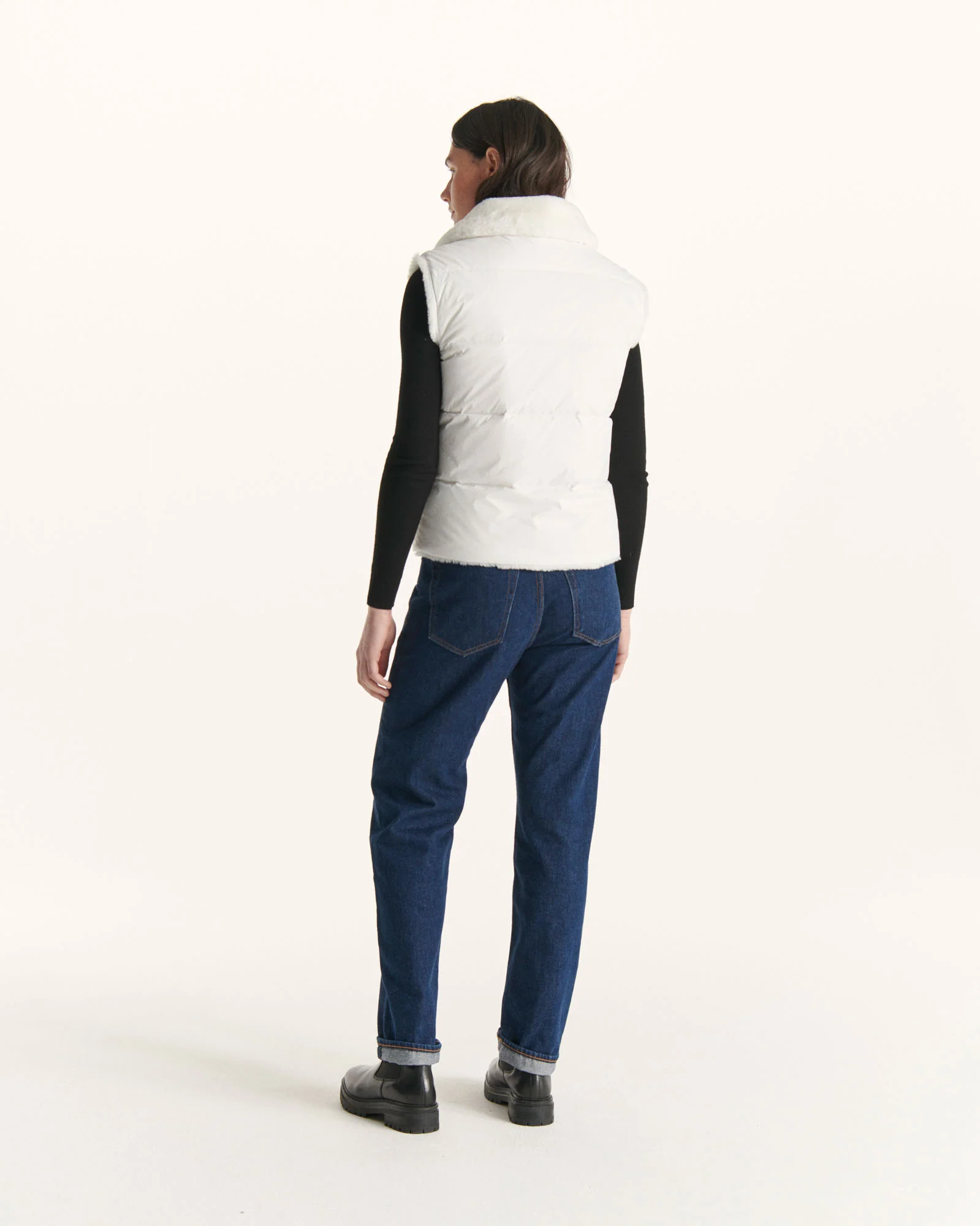 Down jacket with crystals Swarovski®️ sleeveless reversible Grand Froid Taupe Daria