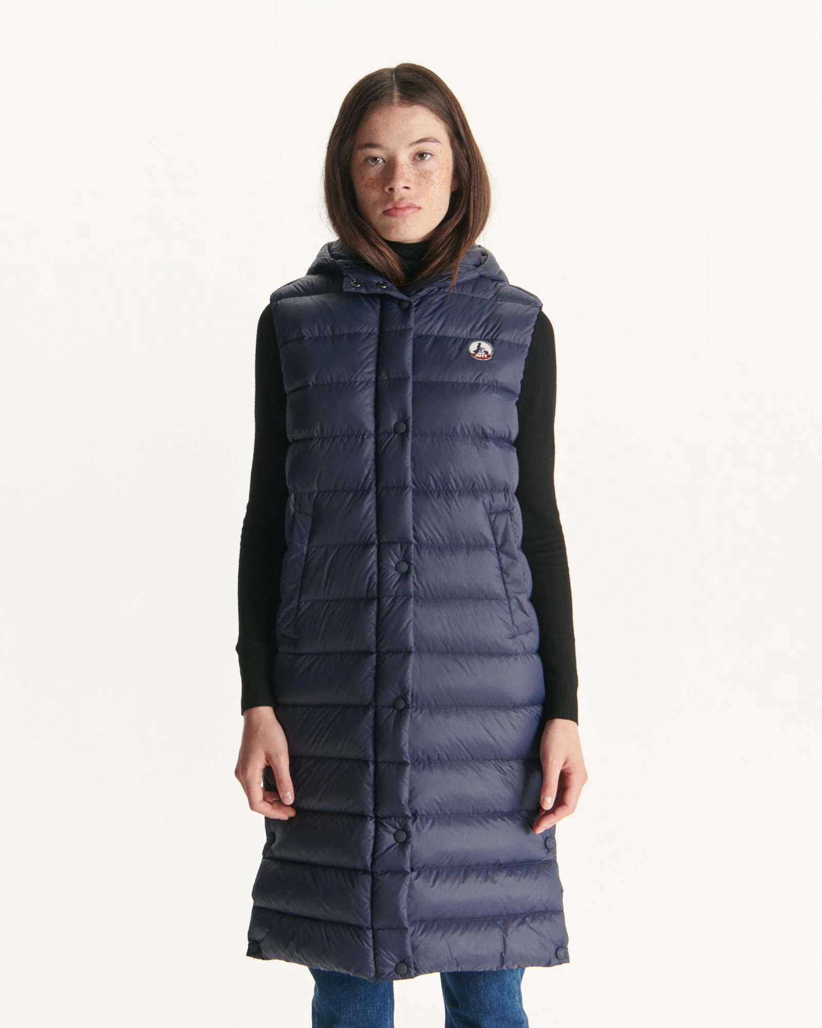 Down jacket long straight hooded Aubergine Lola