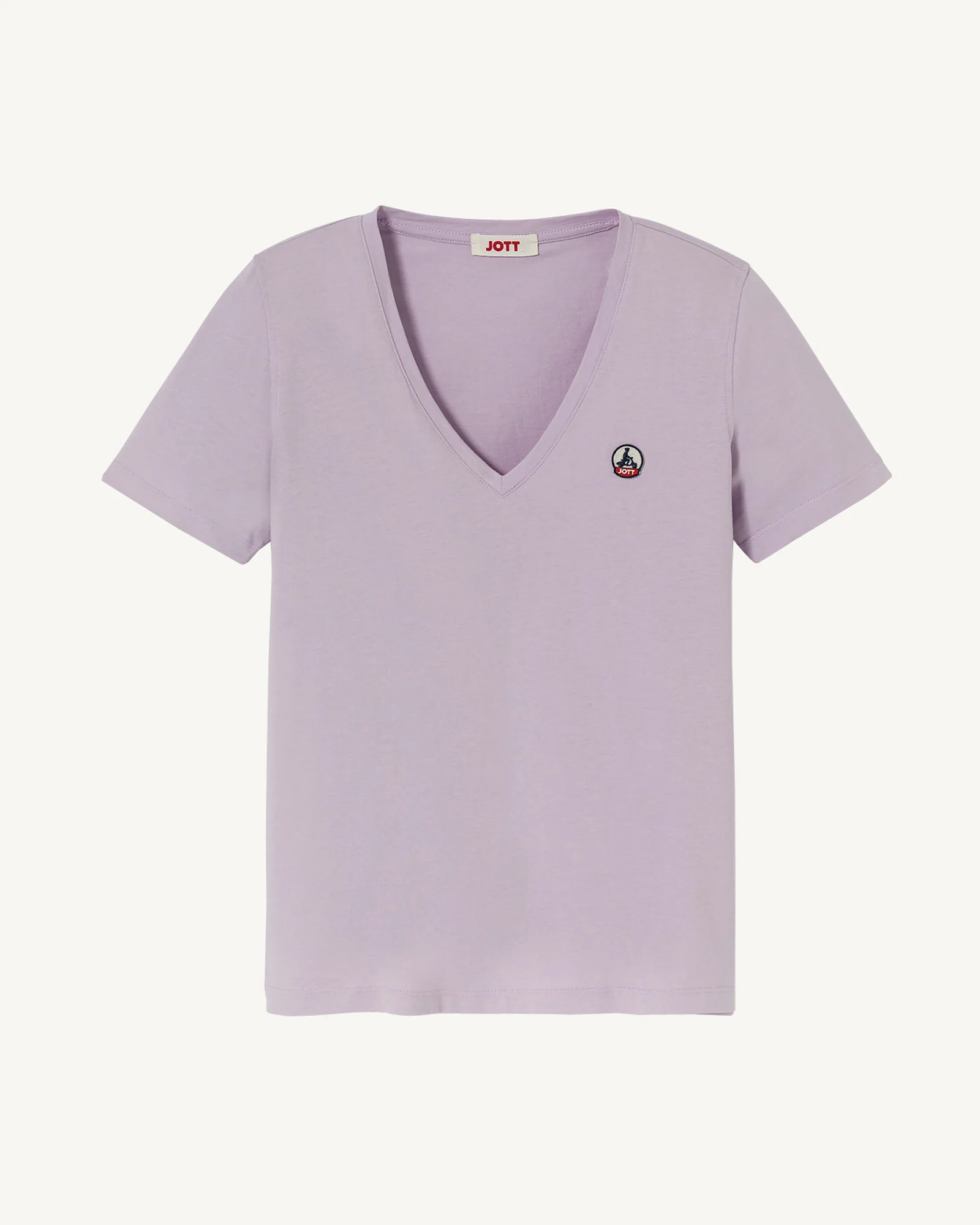 Plain V-neck T-shirt in organic cotton Pale mauve Cancun 2.0