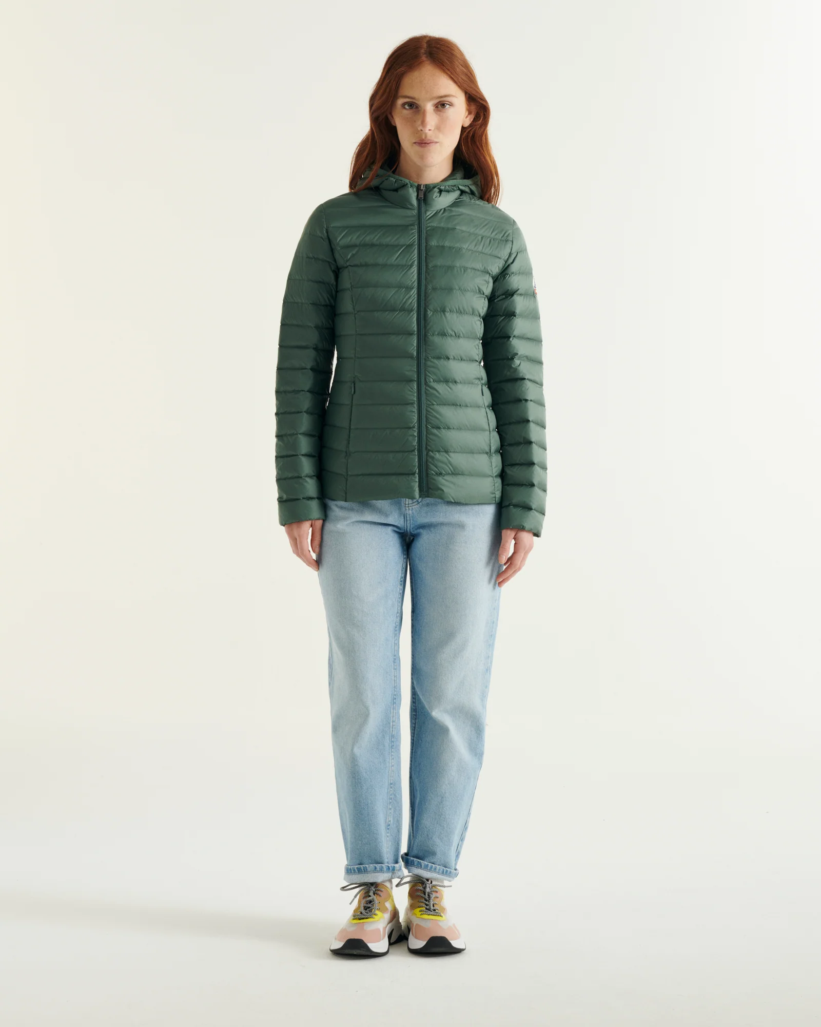 Down jacket light Celadon green Cloe hoodie