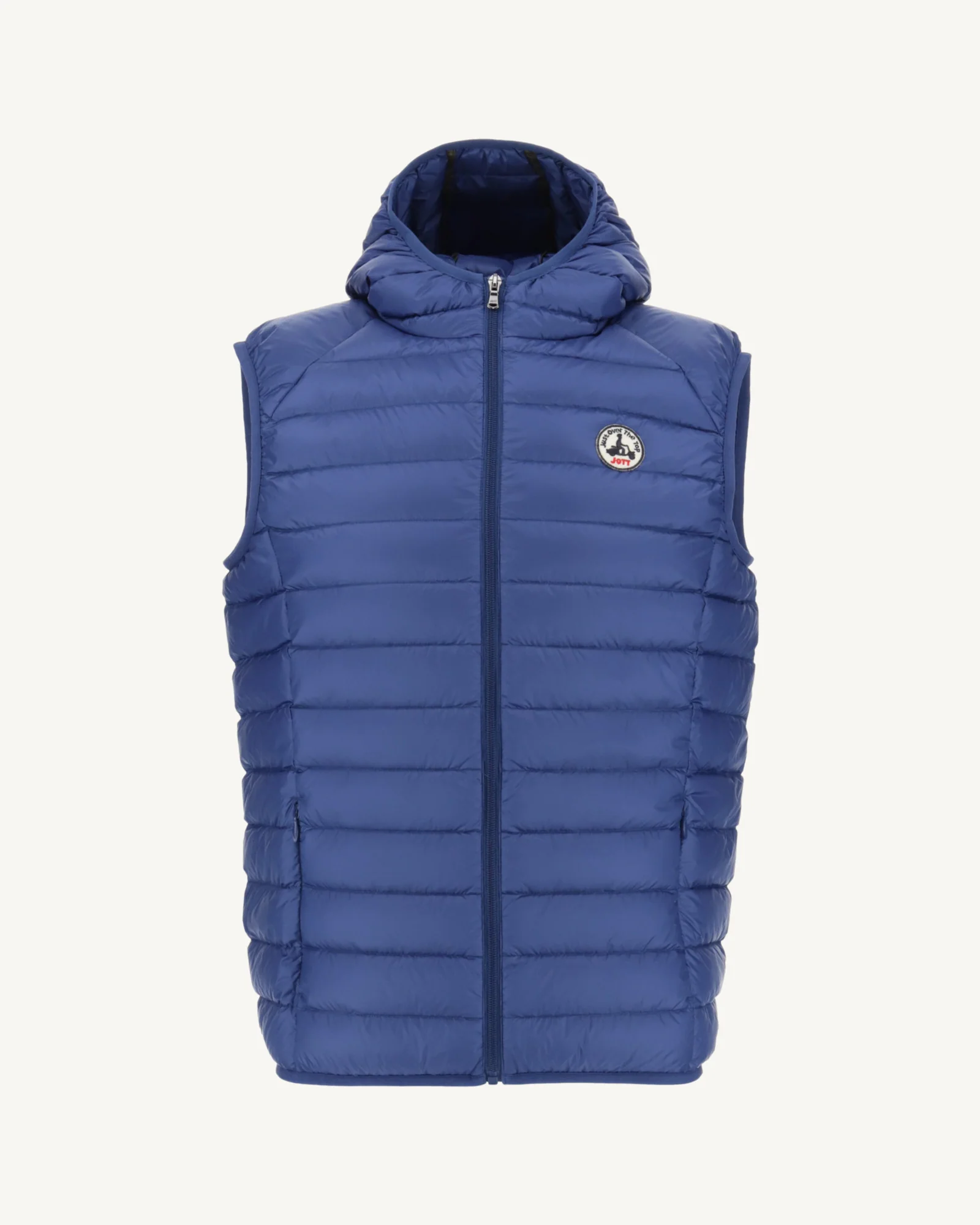 Sleeveless hooded down jacket Dark denim Pat