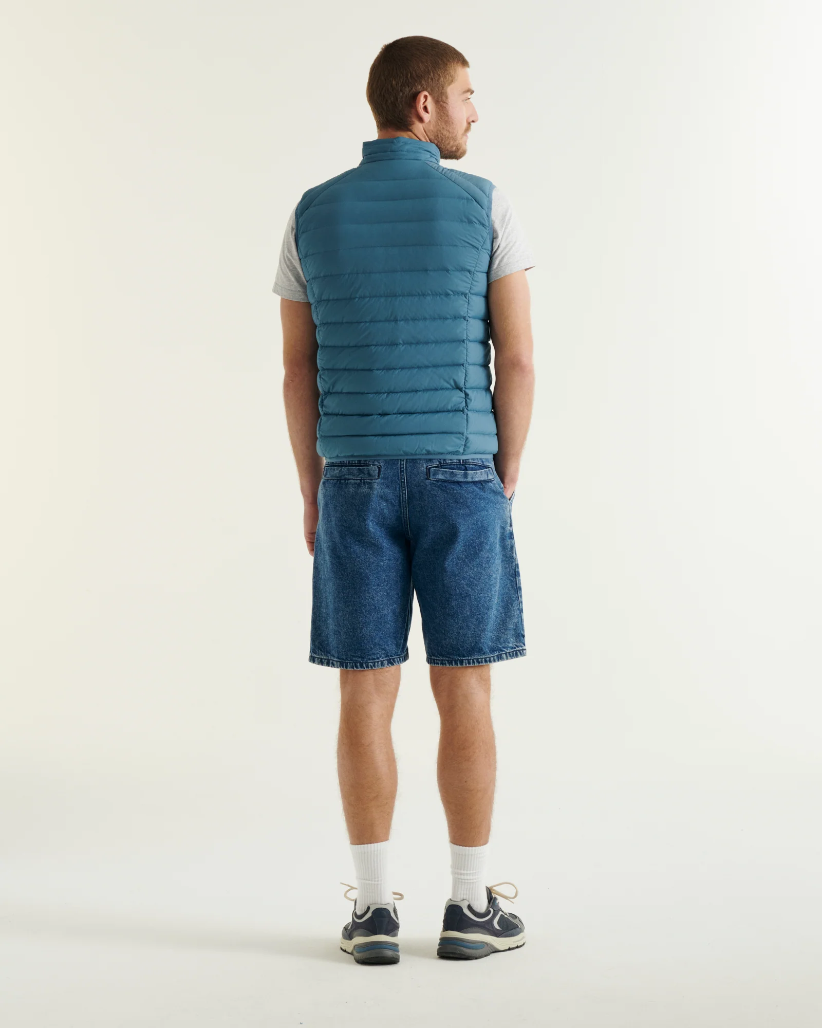 Down jacket sleeveless stretch blue jeans Arafo