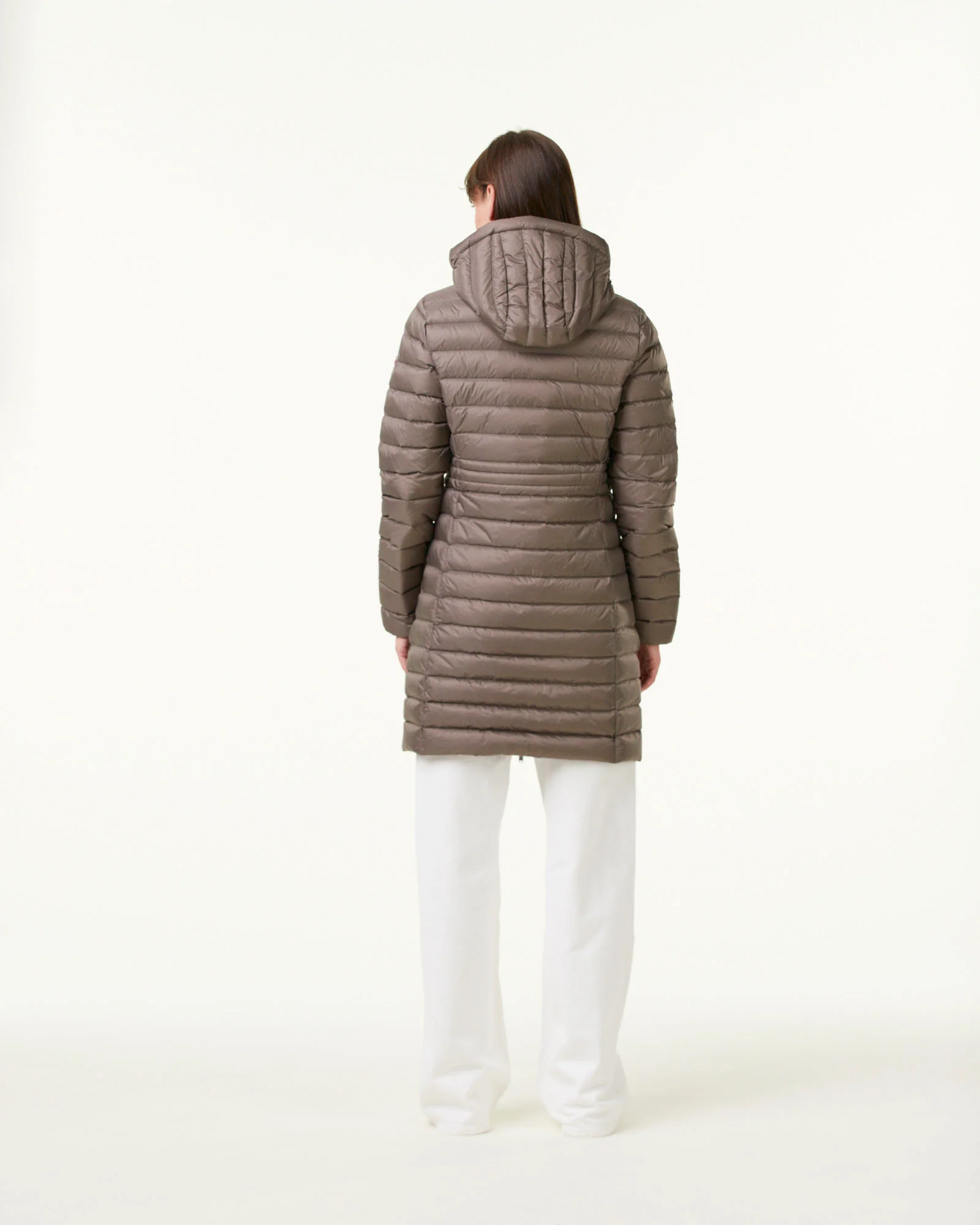Down jacket long hoodie Taupe Vero 2.0