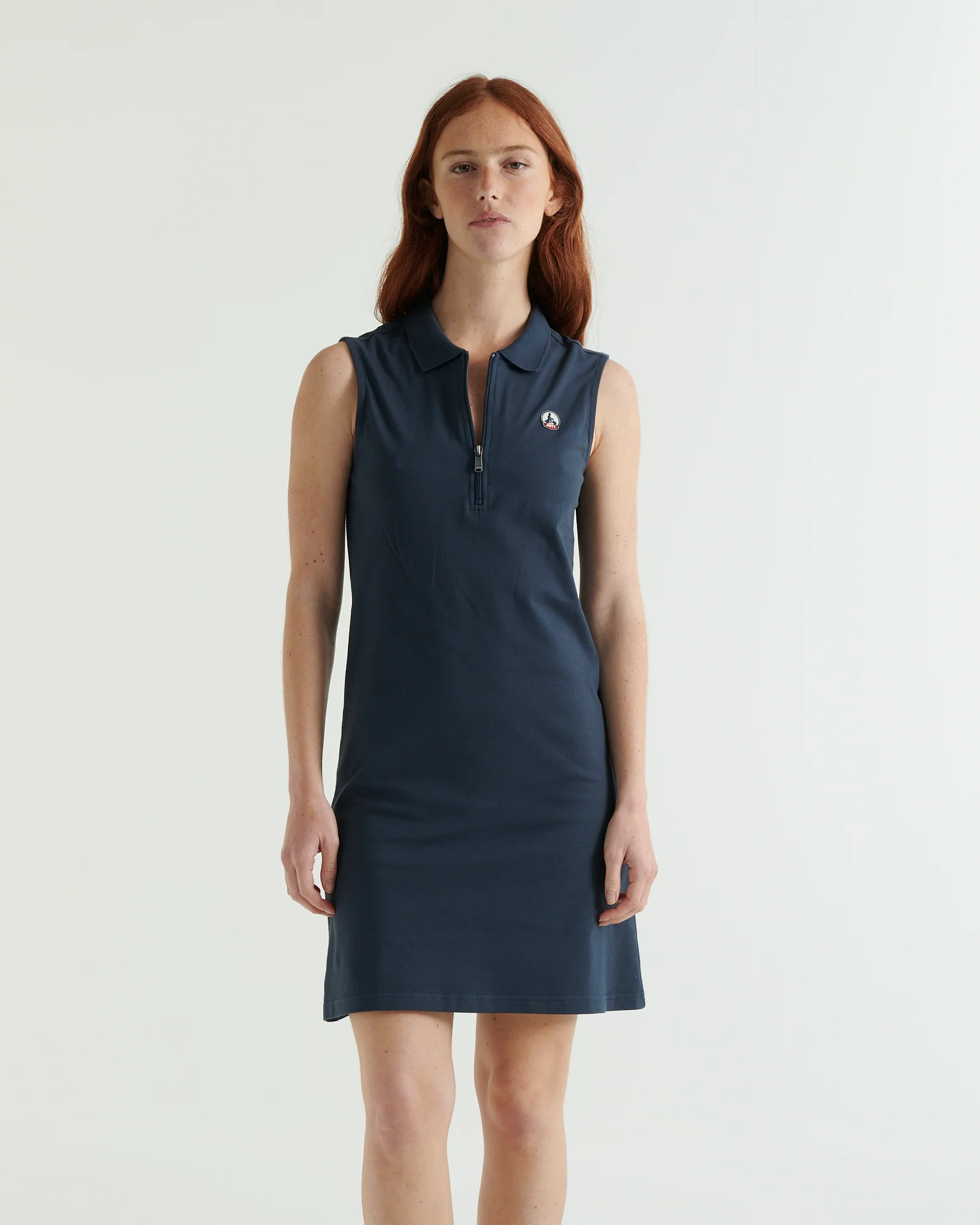 Esmeralda sleeveless polo dress in organic cotton Navy