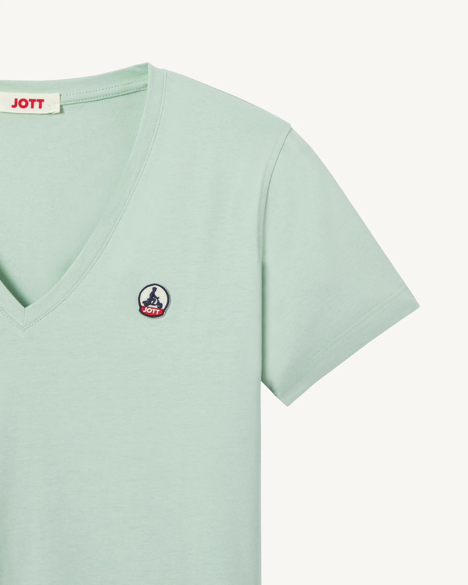 Plain V-neck T-shirt in organic cotton Pale mauve Cancun 2.0