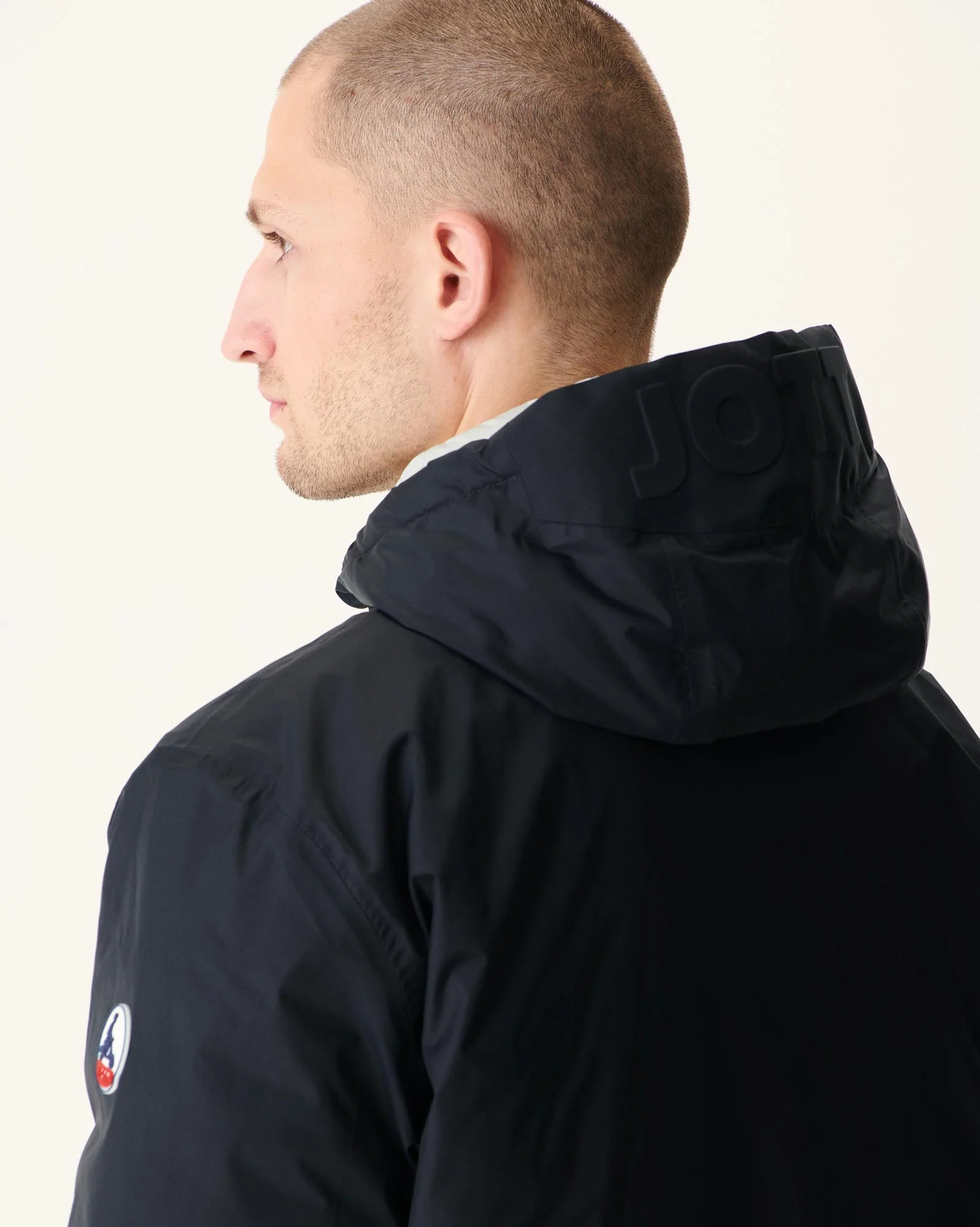 Long reversible hooded puffer jacket Black Amsterdam