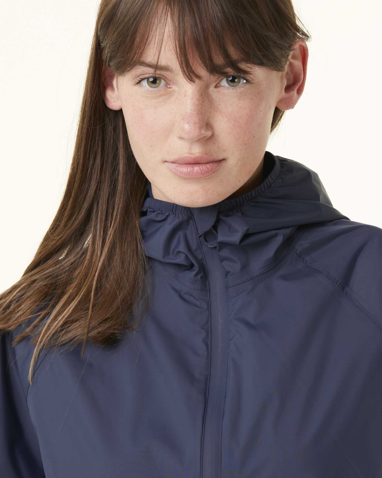 Caramel Copenhagen long hooded packable raincoat