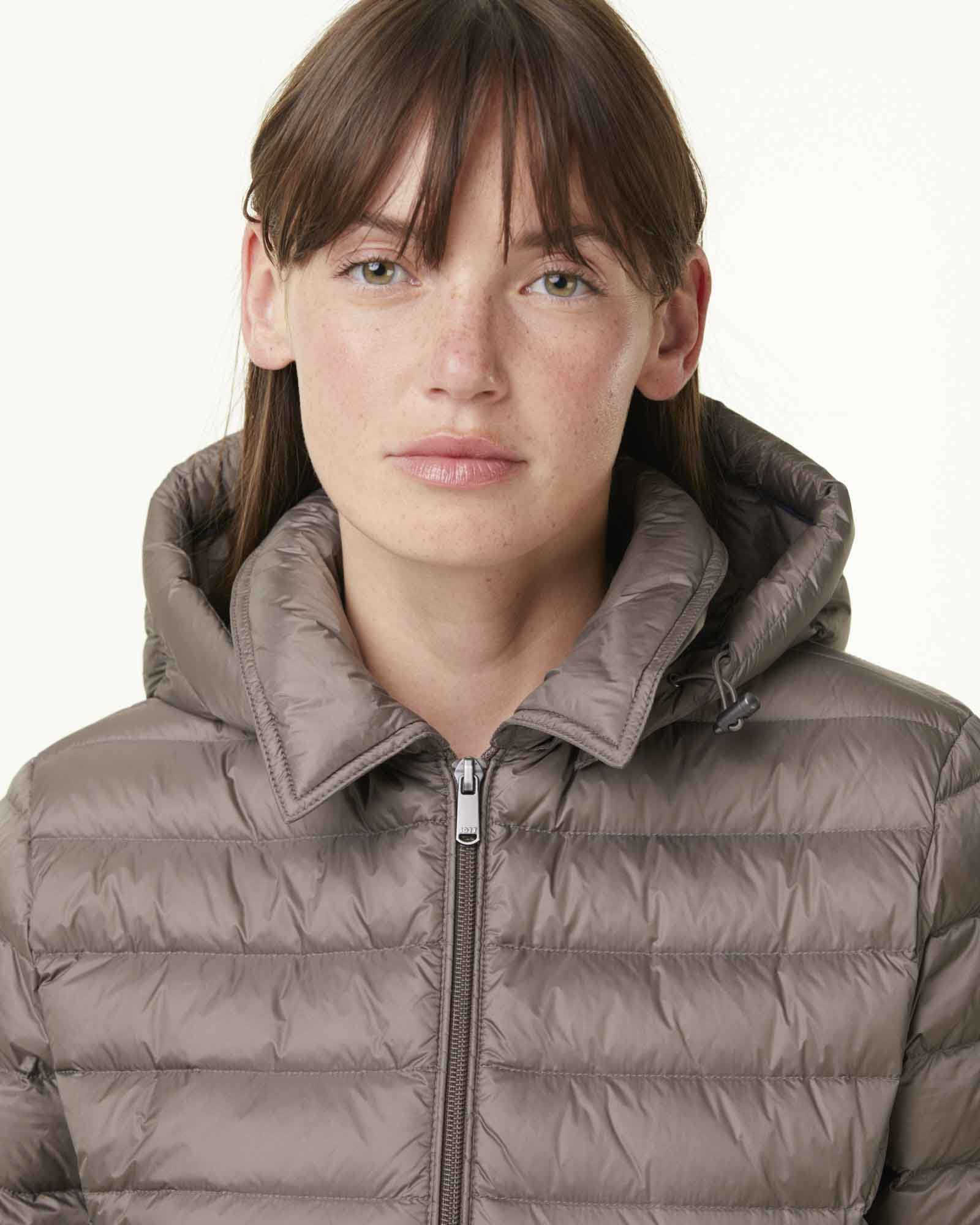 Down jacket long hoodie Taupe Vero 2.0