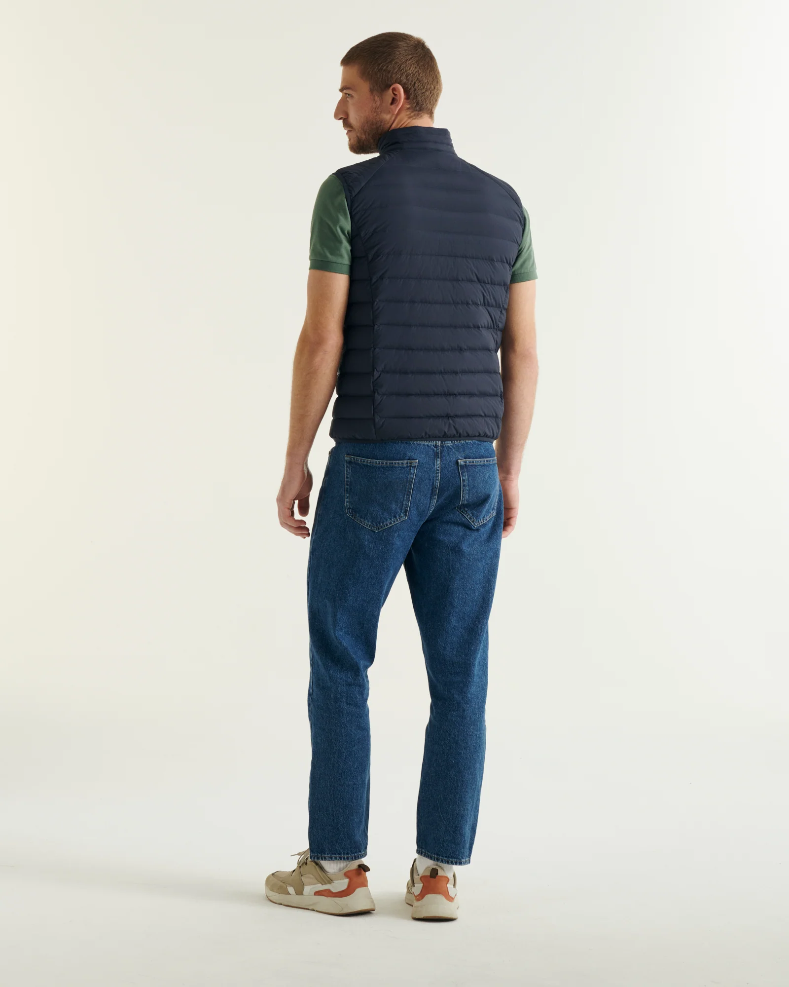 Down jacket sleeveless stretch blue jeans Arafo