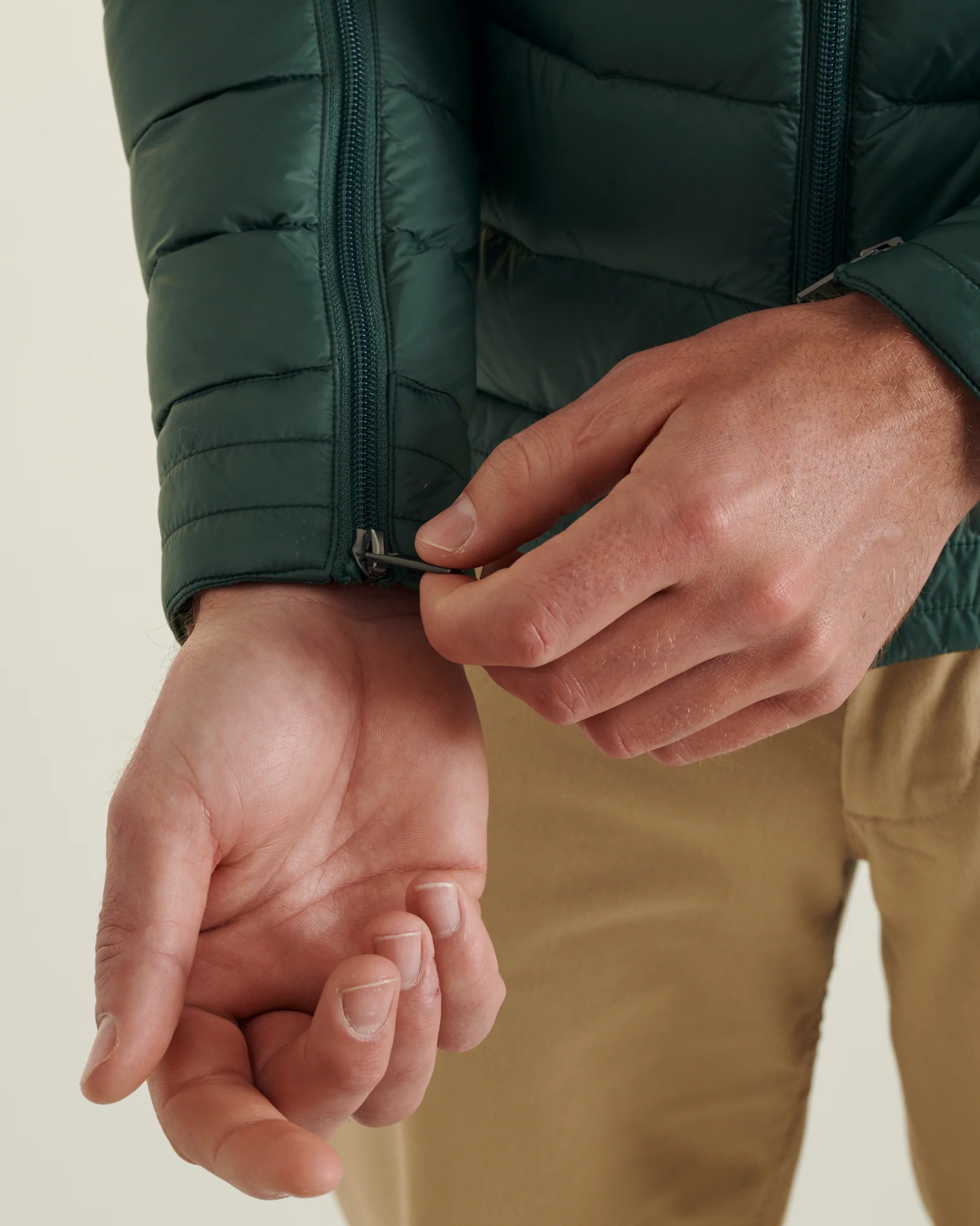 Down jacket biker cut Celadon green David