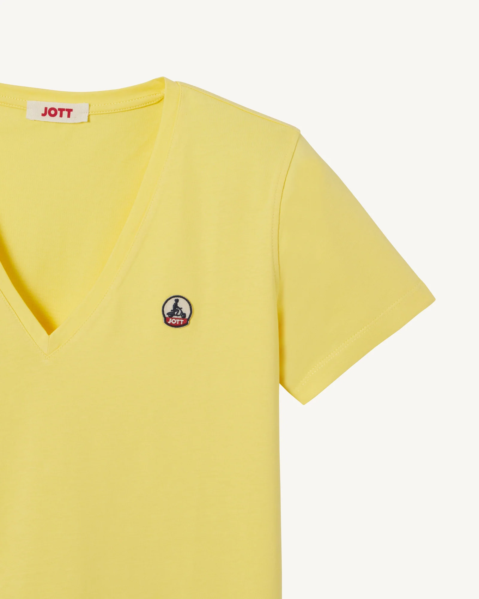 Plain V-neck T-shirt in organic cotton Pale mauve Cancun 2.0