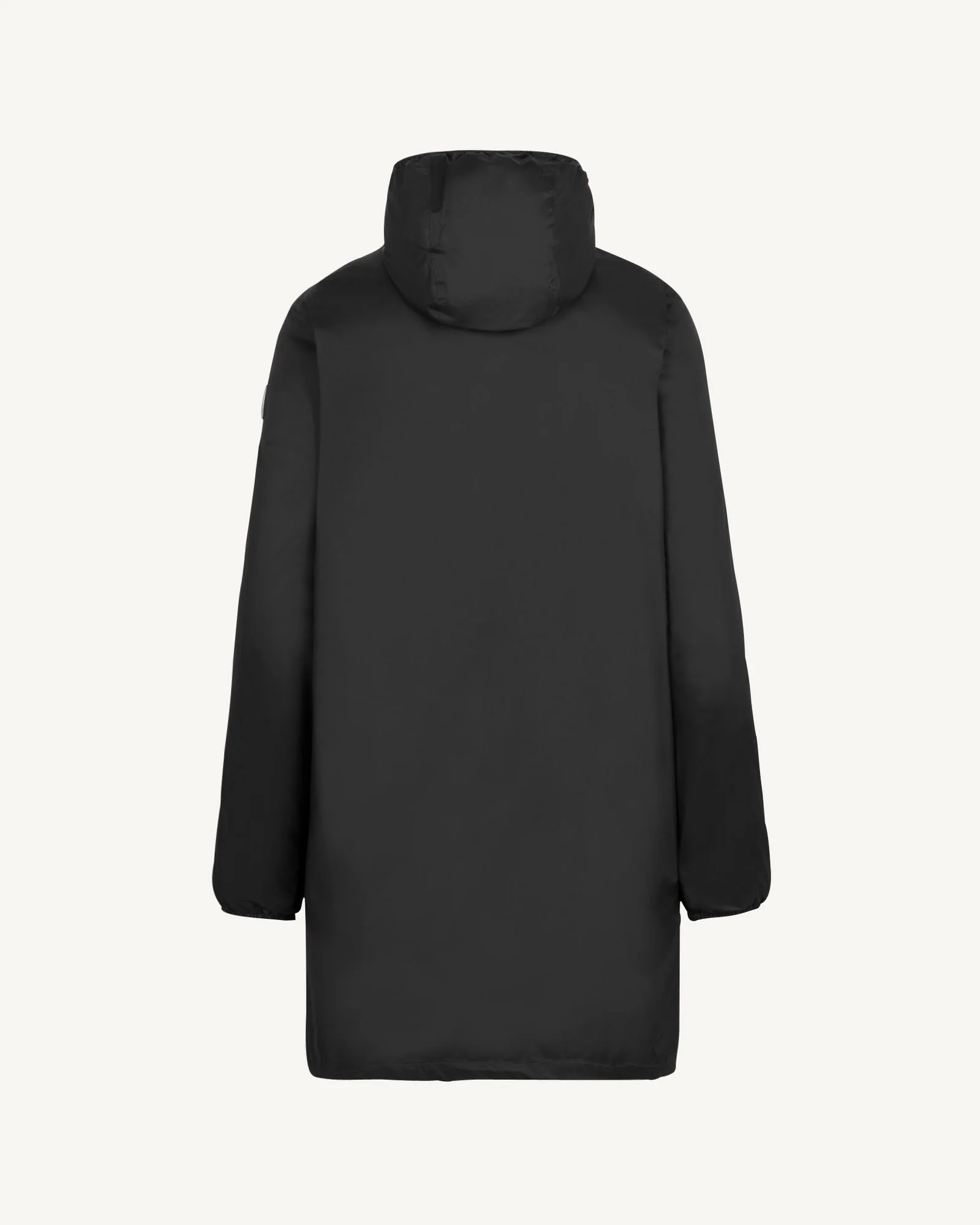Long hooded raincoat packable Black Oban