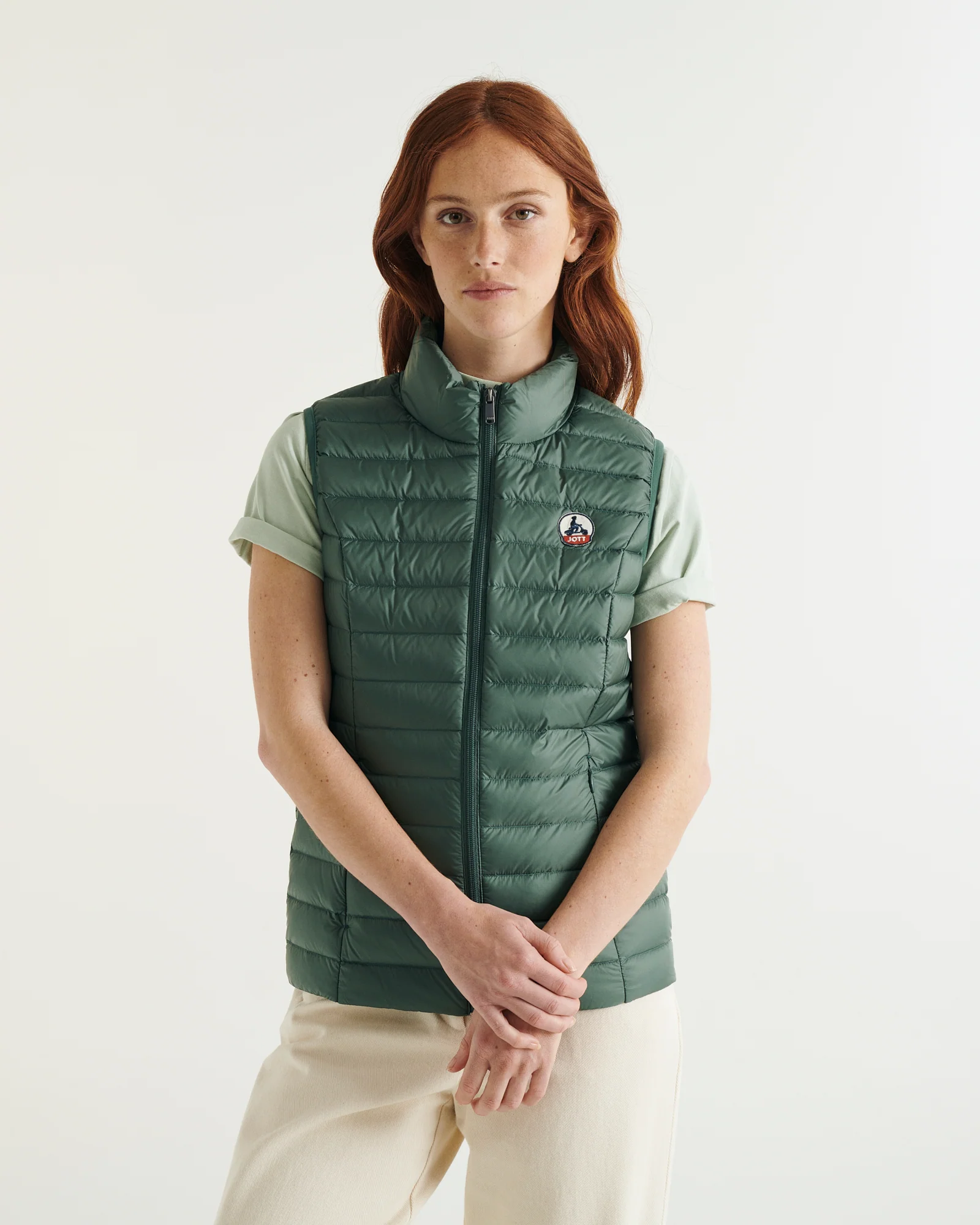 Down jacket light sleeveless Celadon green Seda