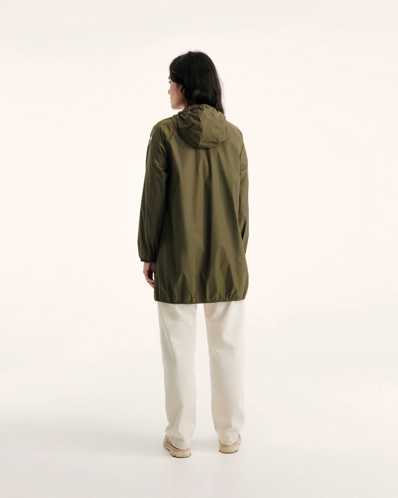 Beige Glendale long hooded raincoat