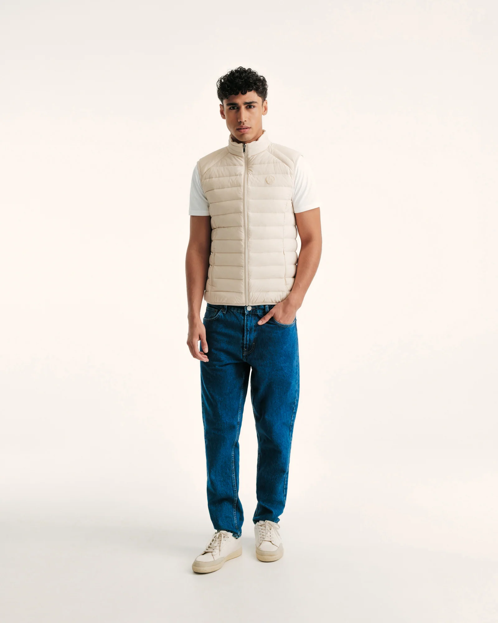 Down jacket sleeveless stretch blue jeans Arafo