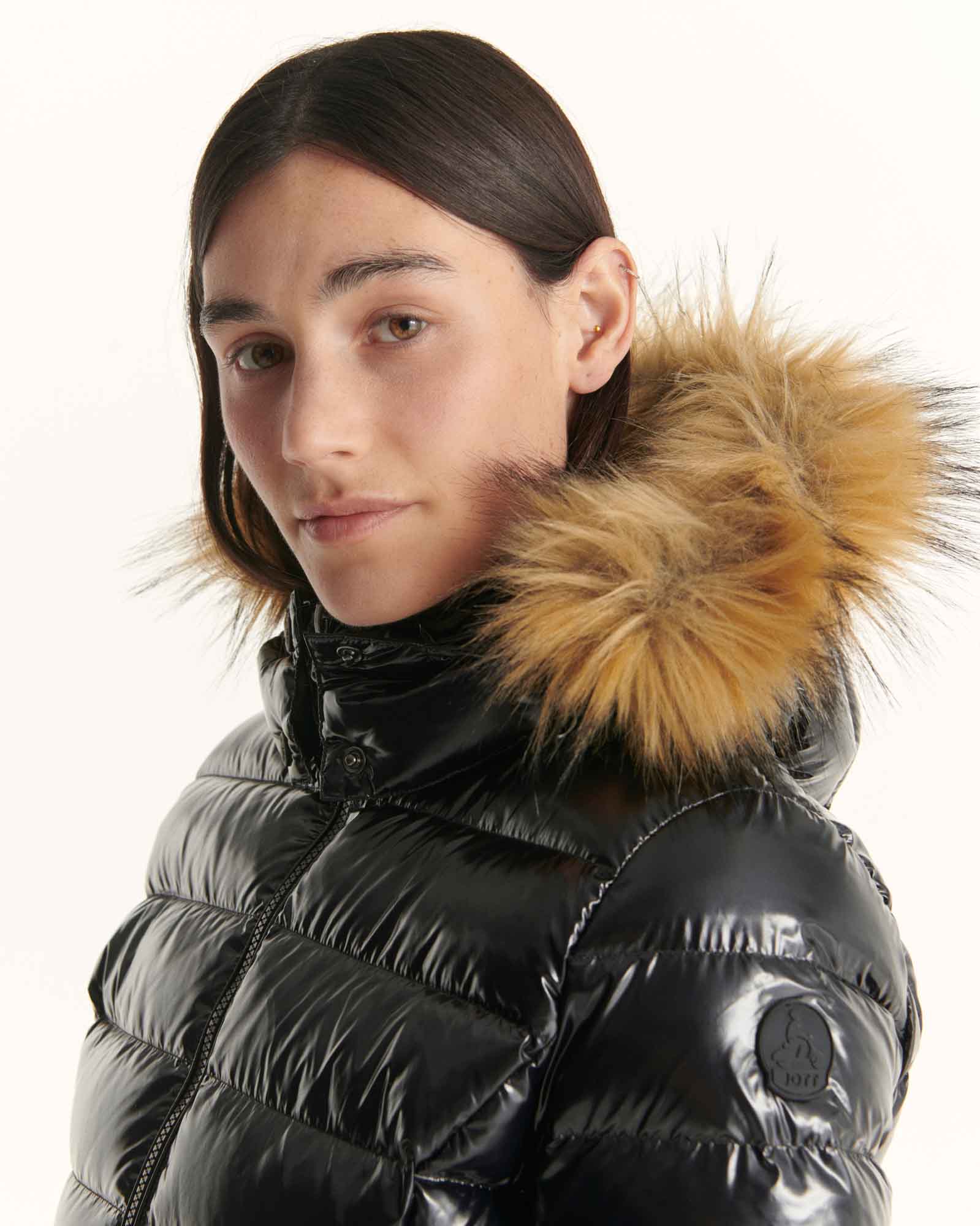 Down jacket mid-length Grand Froid Pearl Black lacquered