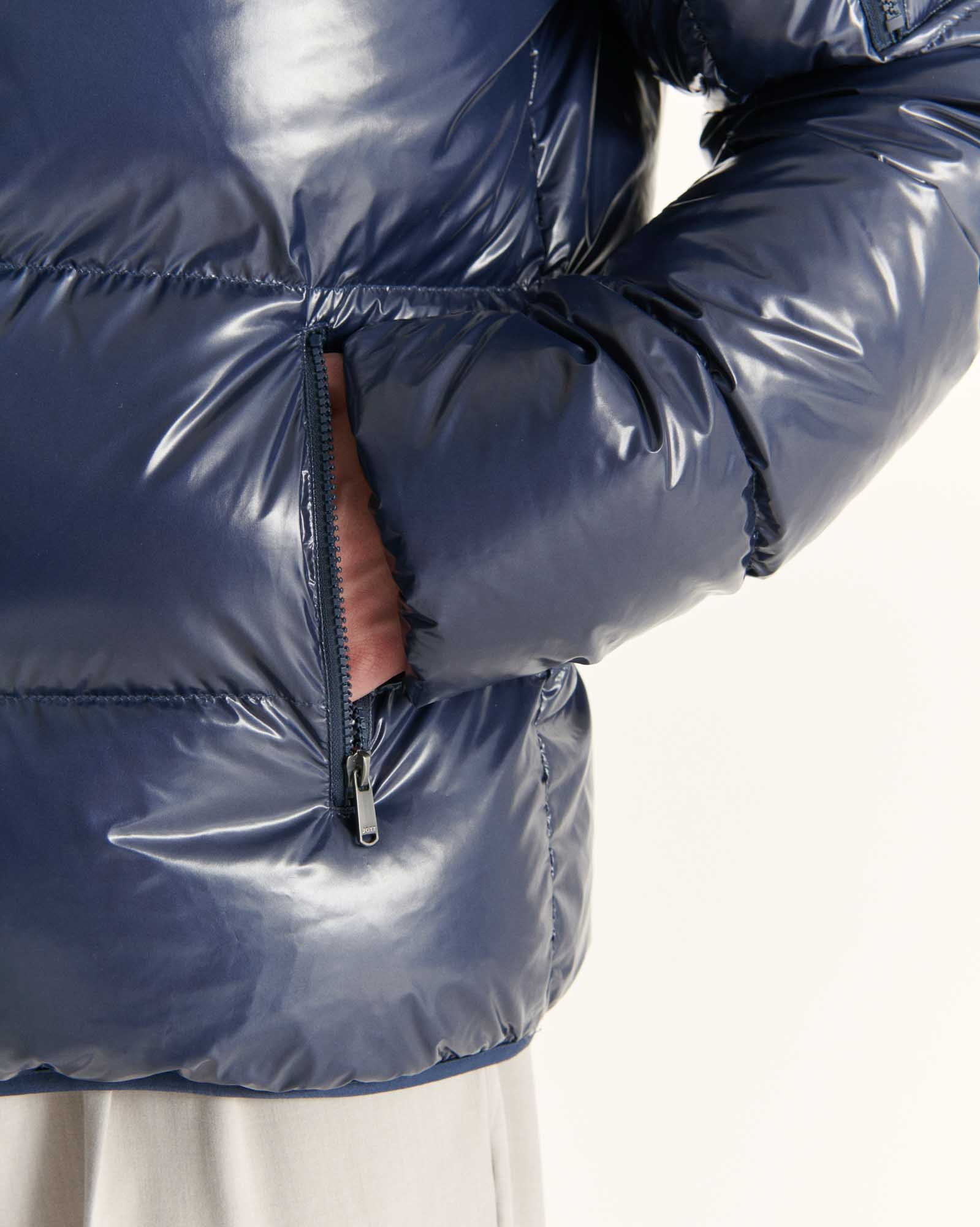 Down jacket Grand Froid hoodie lacquered Navy Java
