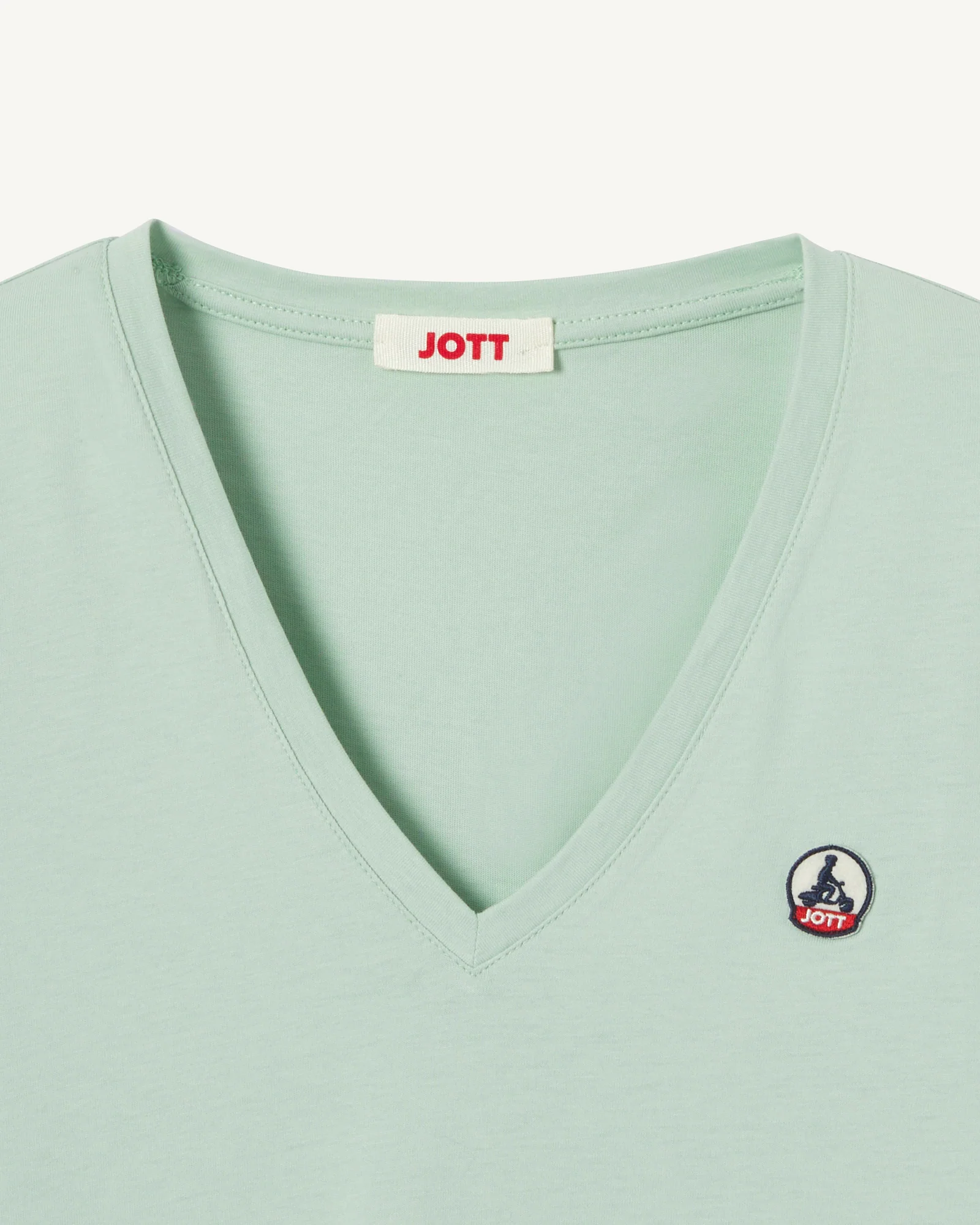 Plain V-neck T-shirt in organic cotton Pale mauve Cancun 2.0