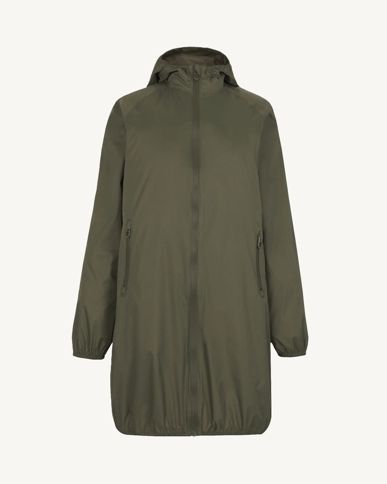 Beige Glendale long hooded raincoat