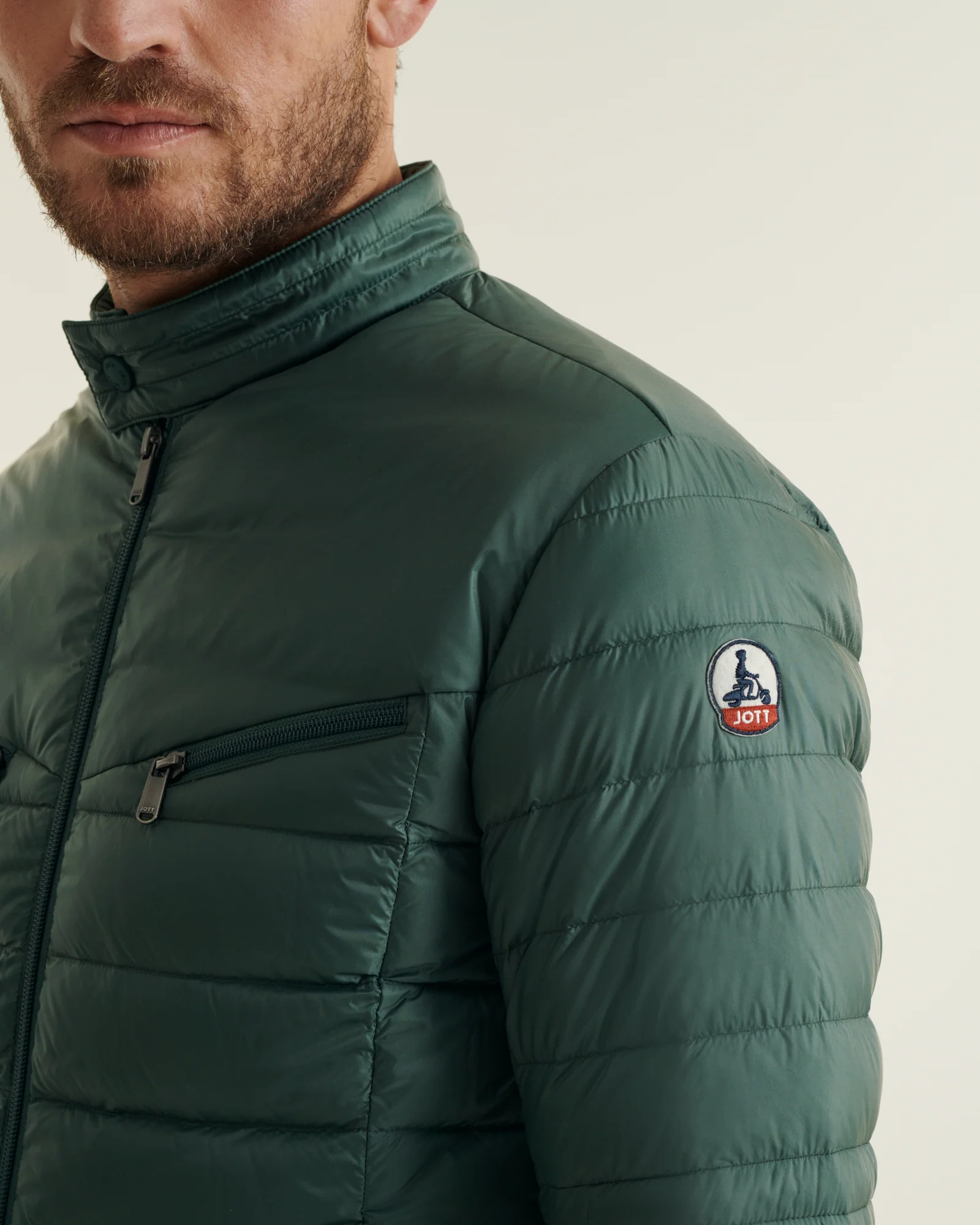 Down jacket biker cut Celadon green David