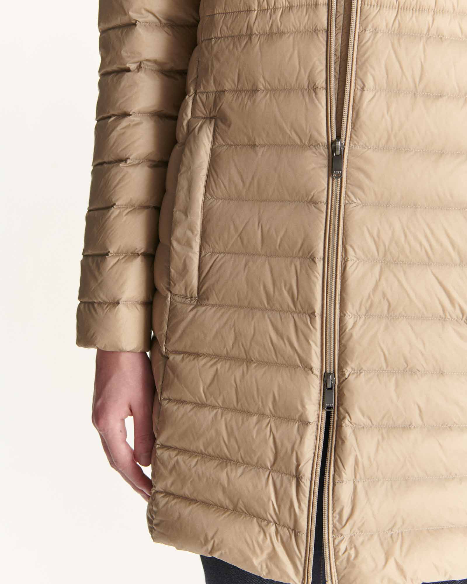 Down jacket long hoodie Taupe Vero 2.0