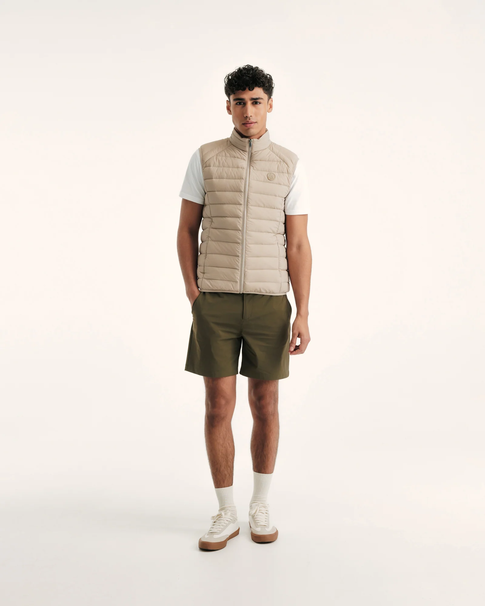 Down jacket sleeveless stretch Beige Arafo