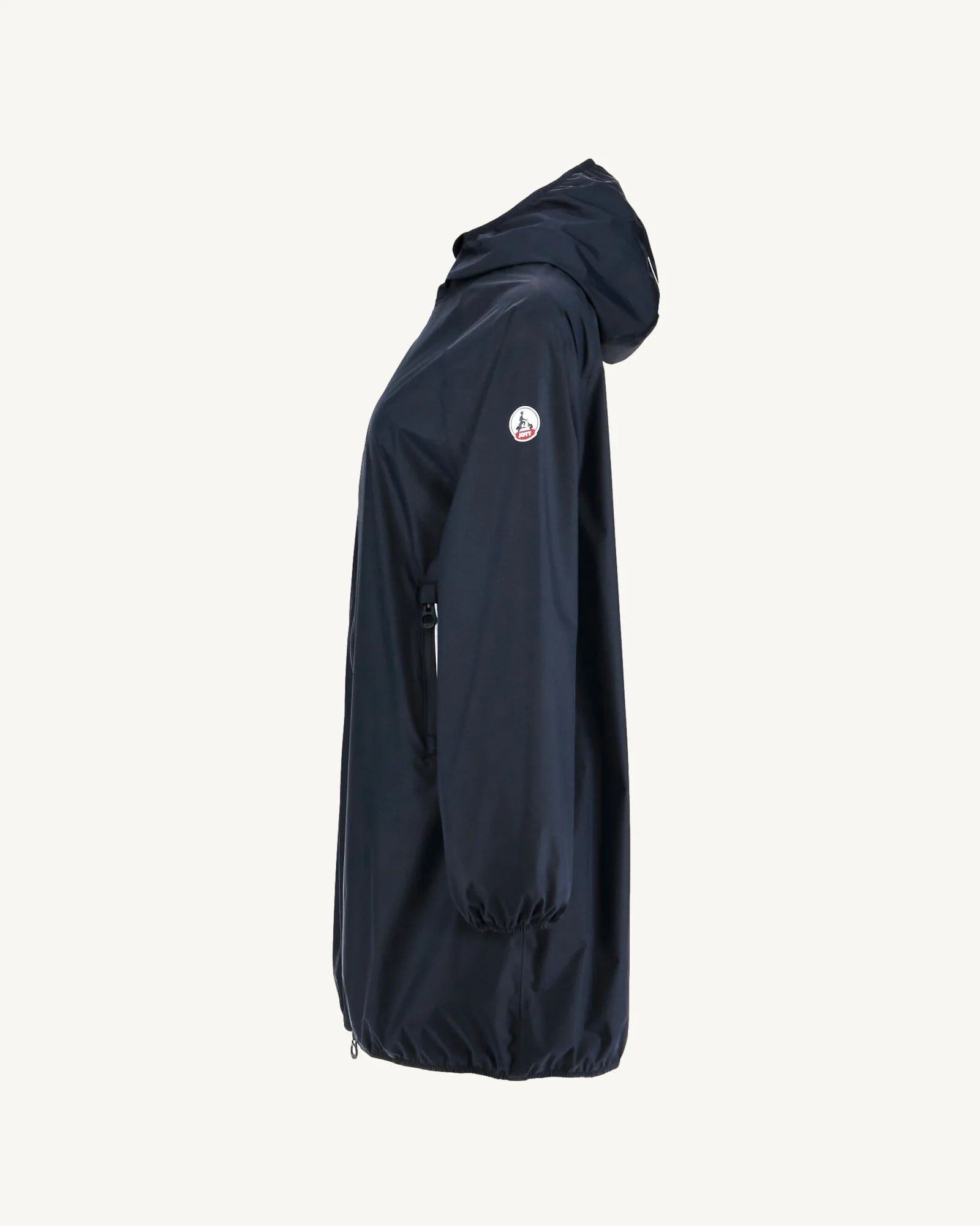 Caramel Copenhagen long hooded packable raincoat