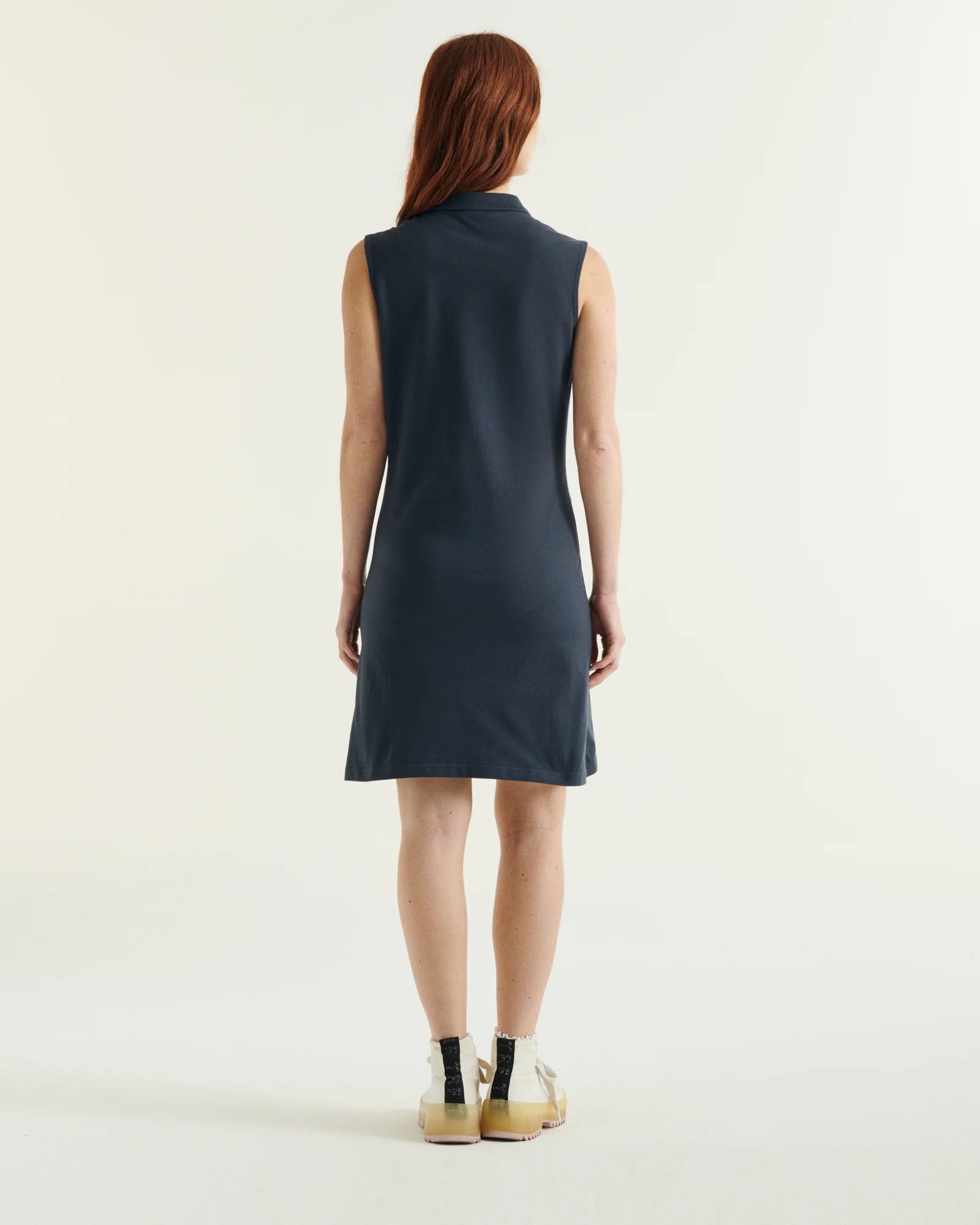 Esmeralda sleeveless polo dress in organic cotton Navy
