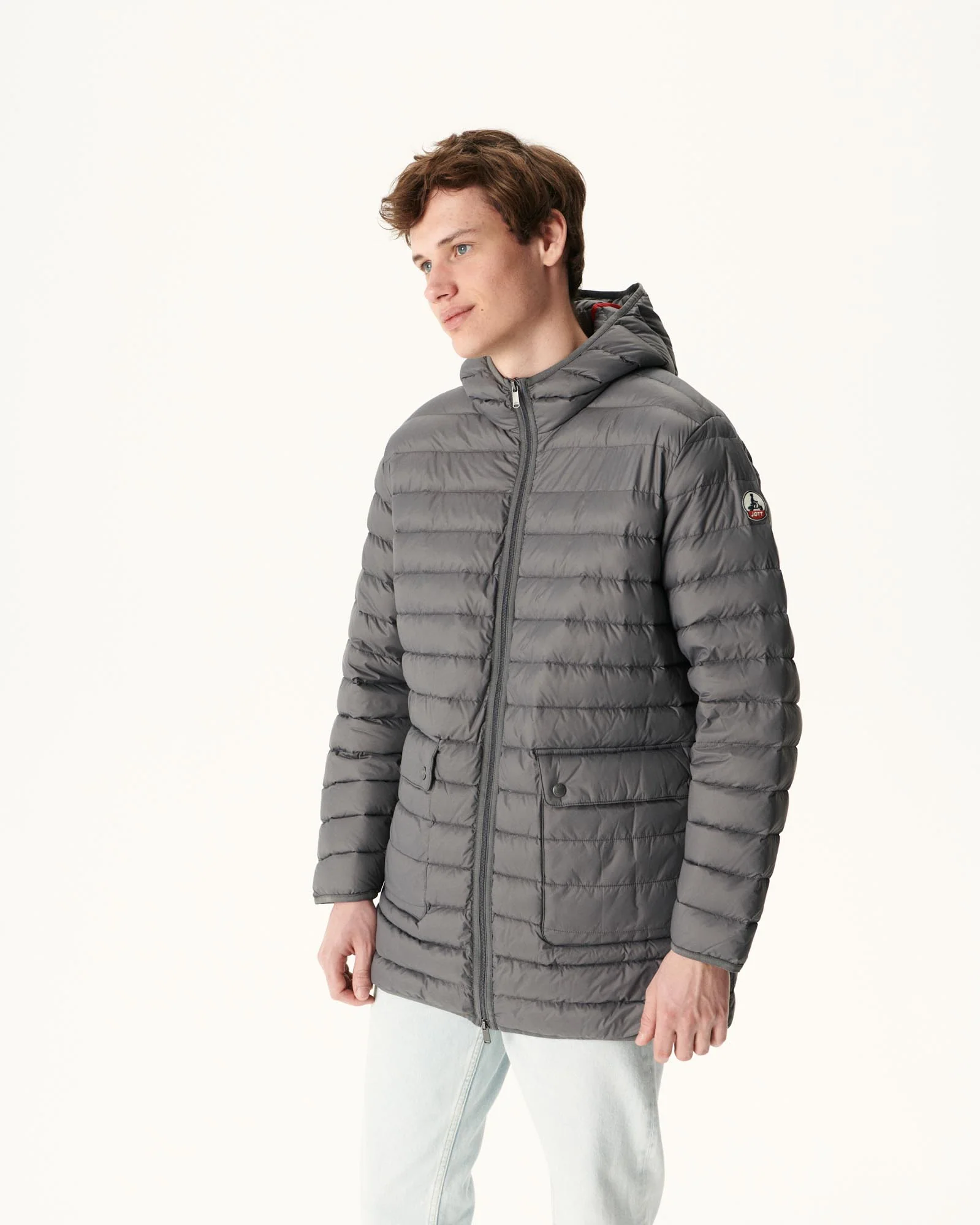 Long Anthracite down jacket Luc