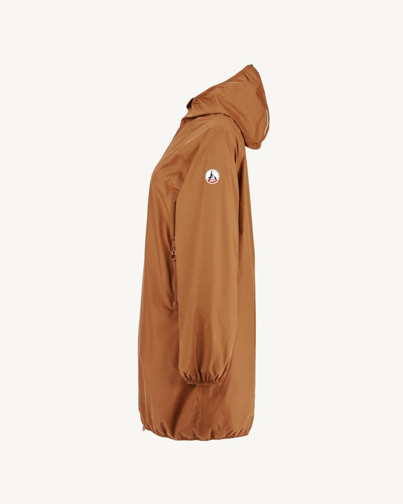 Caramel Copenhagen long hooded packable raincoat