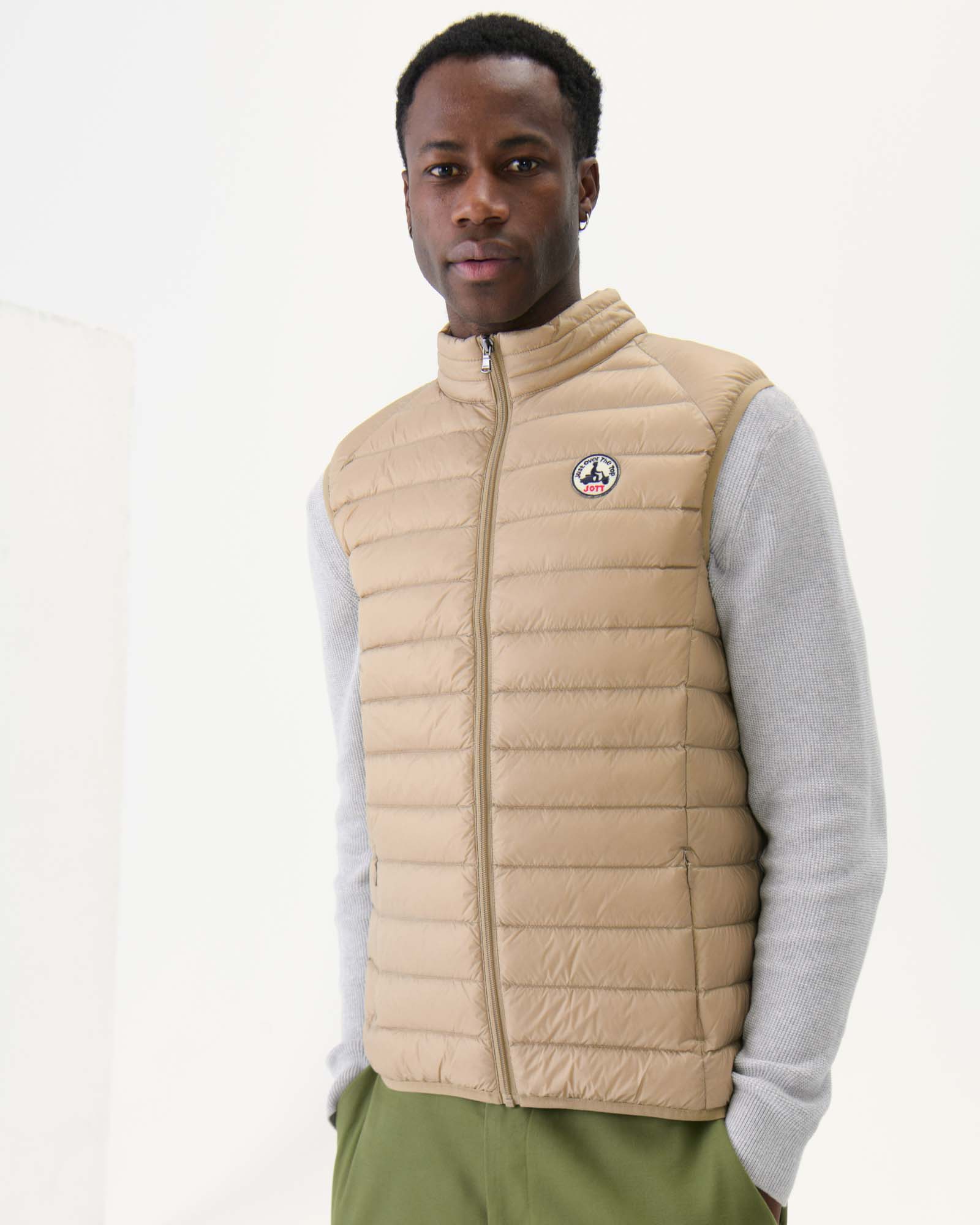 Taupe Sleeveless down jacket Tom