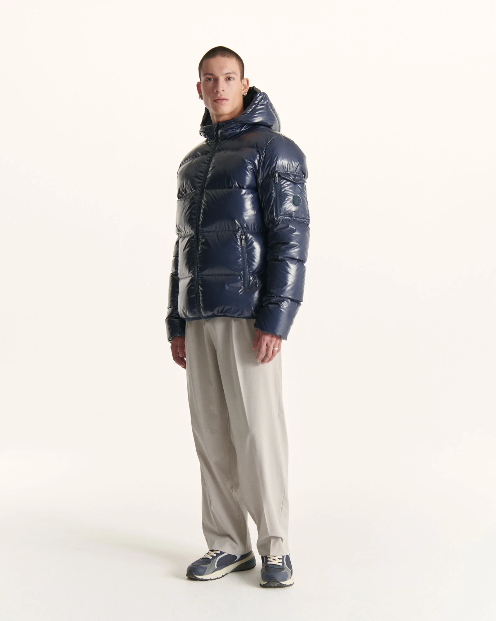 Down jacket Grand Froid hoodie lacquered Navy Java