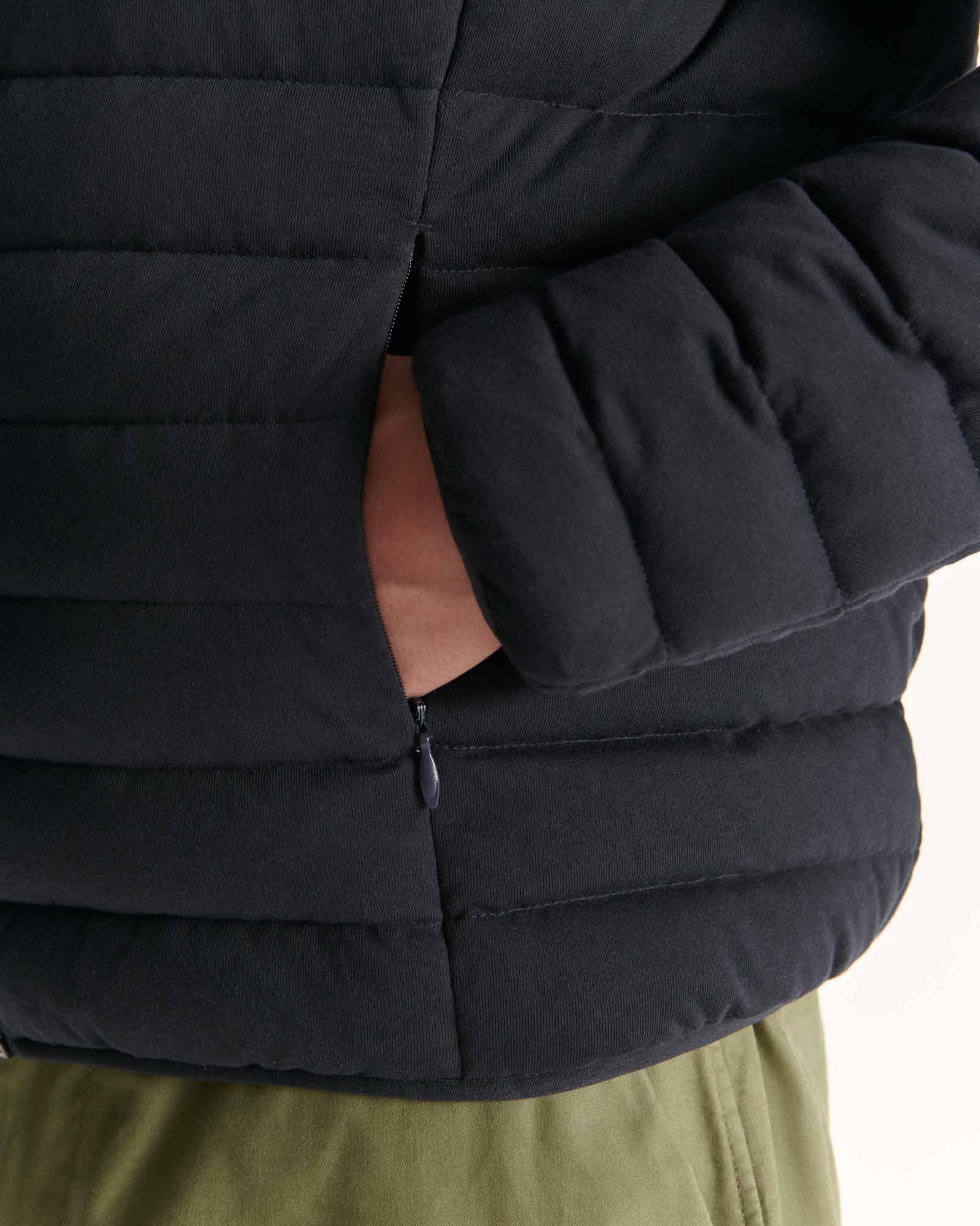 Navy Nico hooded jersey puffer jacket