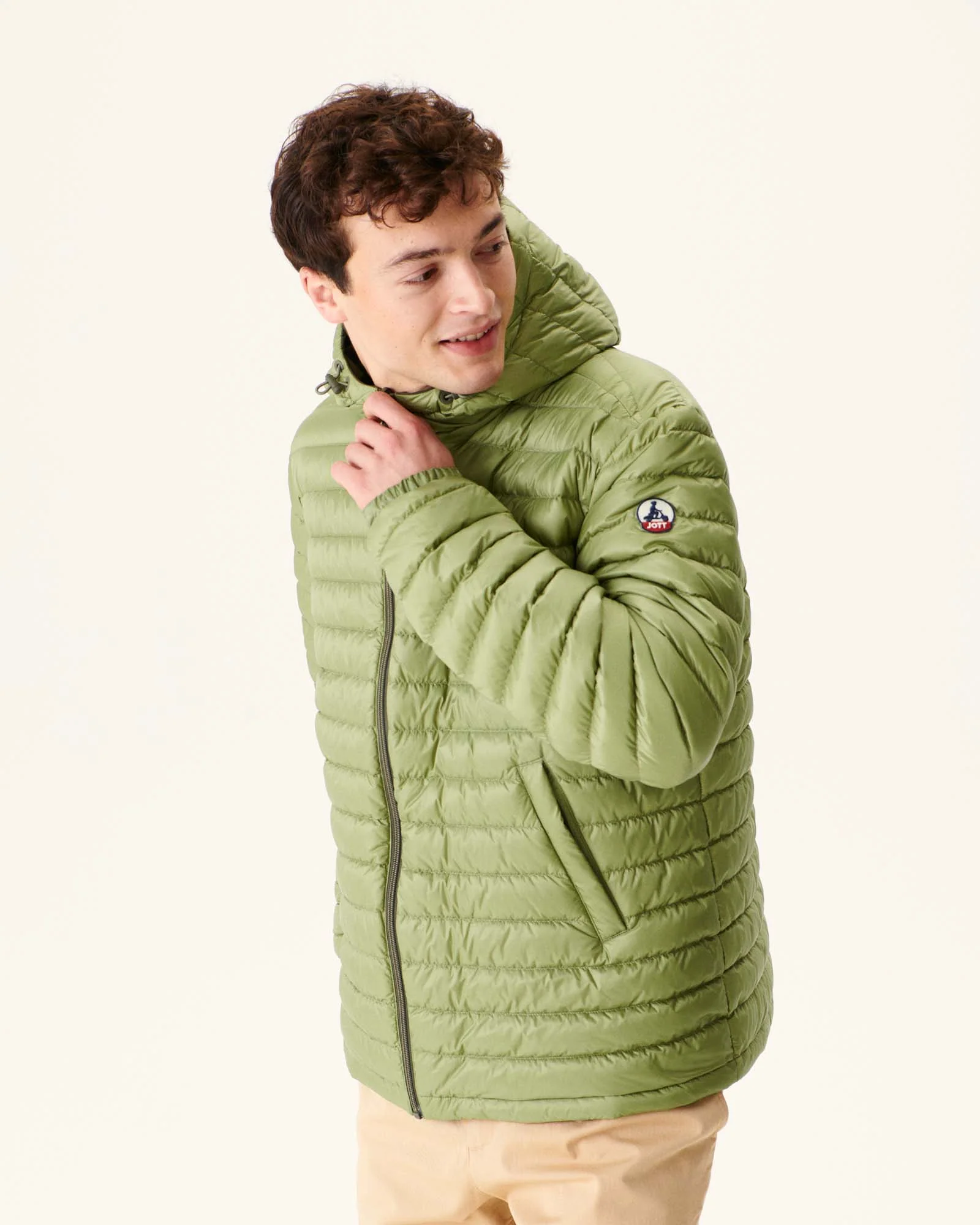 Reversible Hooded Down Jacket Army/Light Khaki Bergen