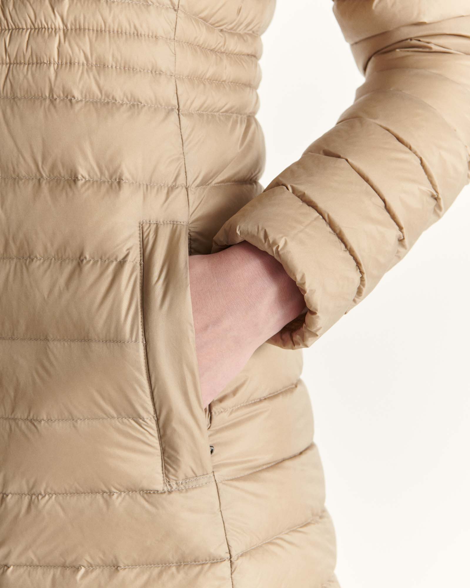 Down jacket long hoodie Taupe Vero 2.0