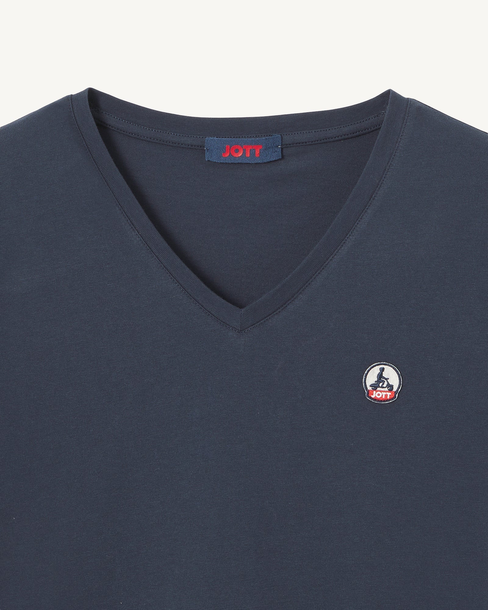 Plain V-neck organic cotton t-shirt Marine Cancun