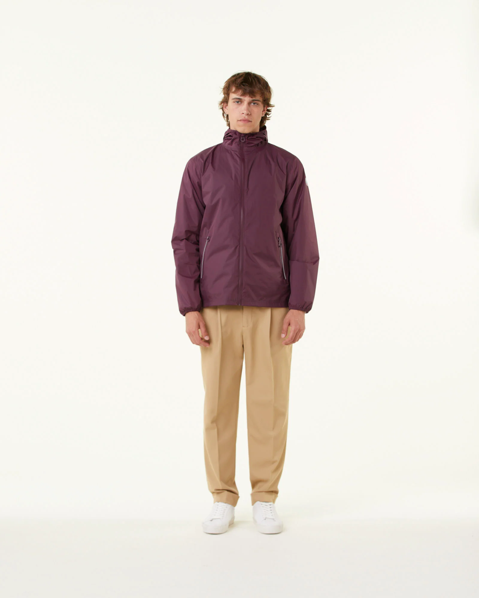 Packable hooded raincoat Aubergine Manila