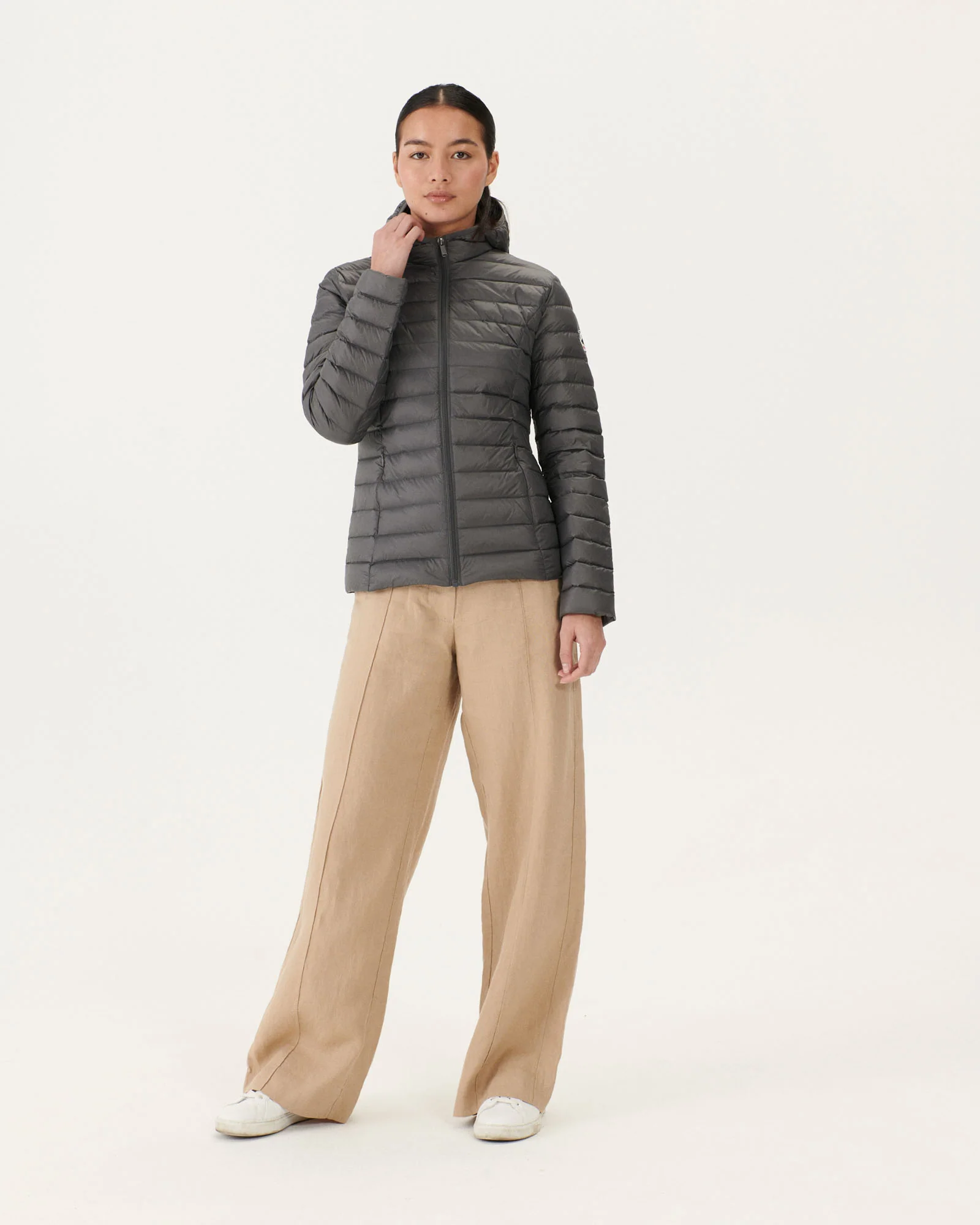 Down jacket light Celadon green Cloe hoodie