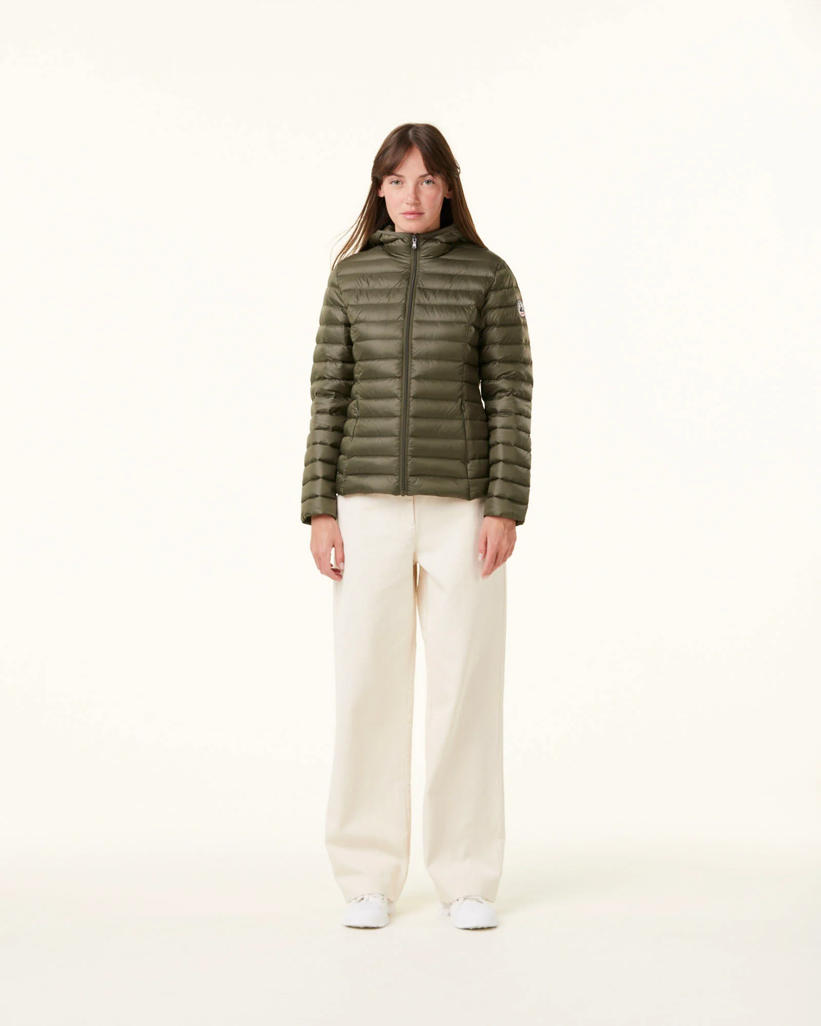 Down jacket light Celadon green Cloe hoodie