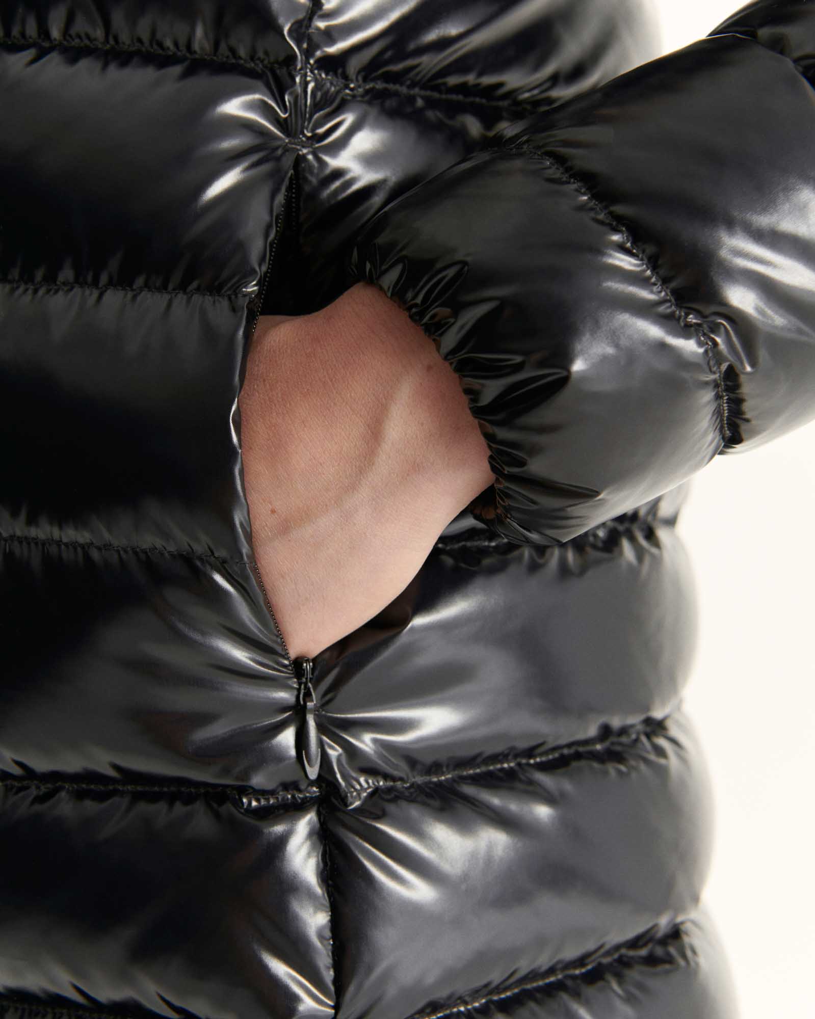 Down jacket mid-length Grand Froid Pearl Black lacquered