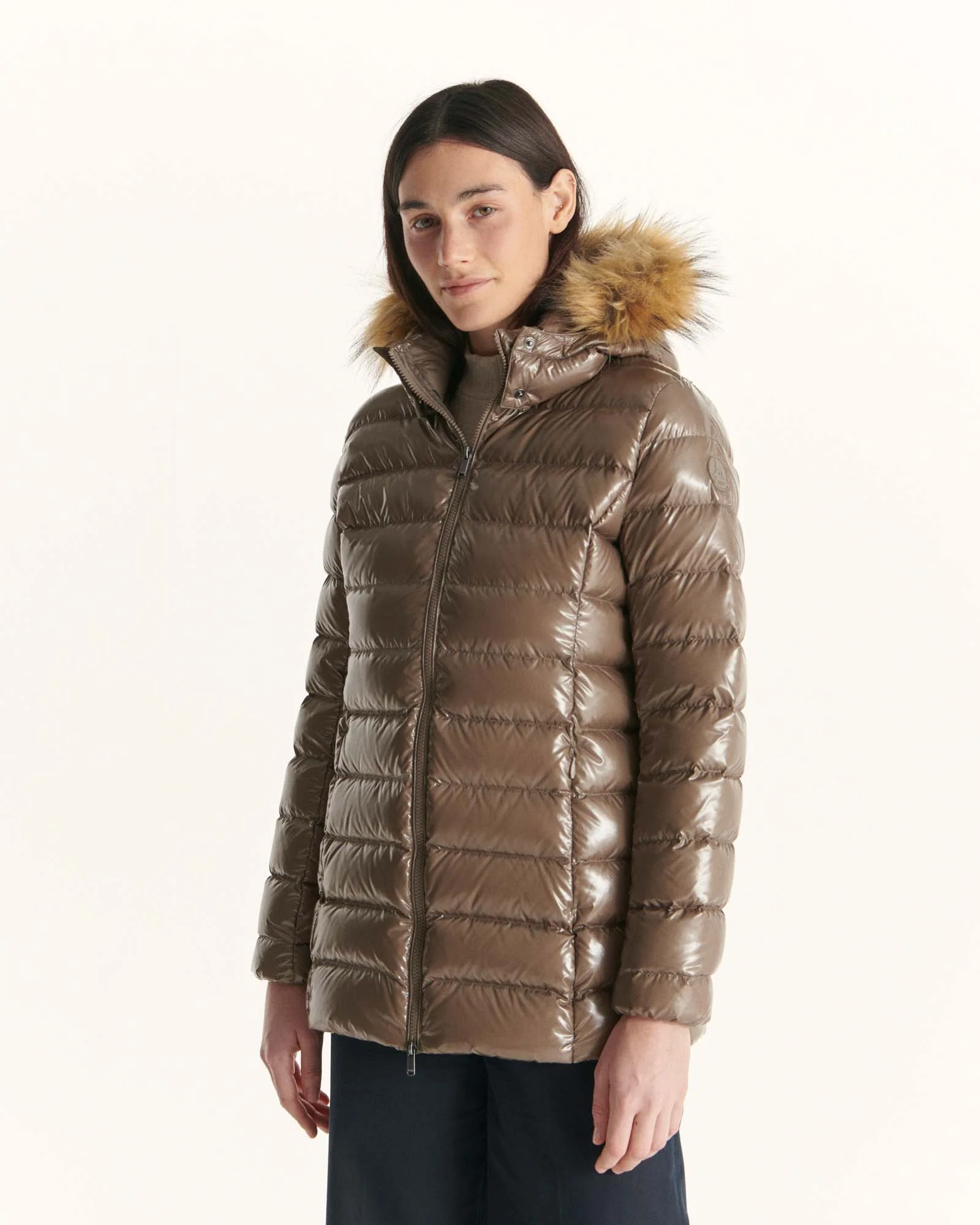 Down jacket mid-length Grand Froid Pearl Black lacquered