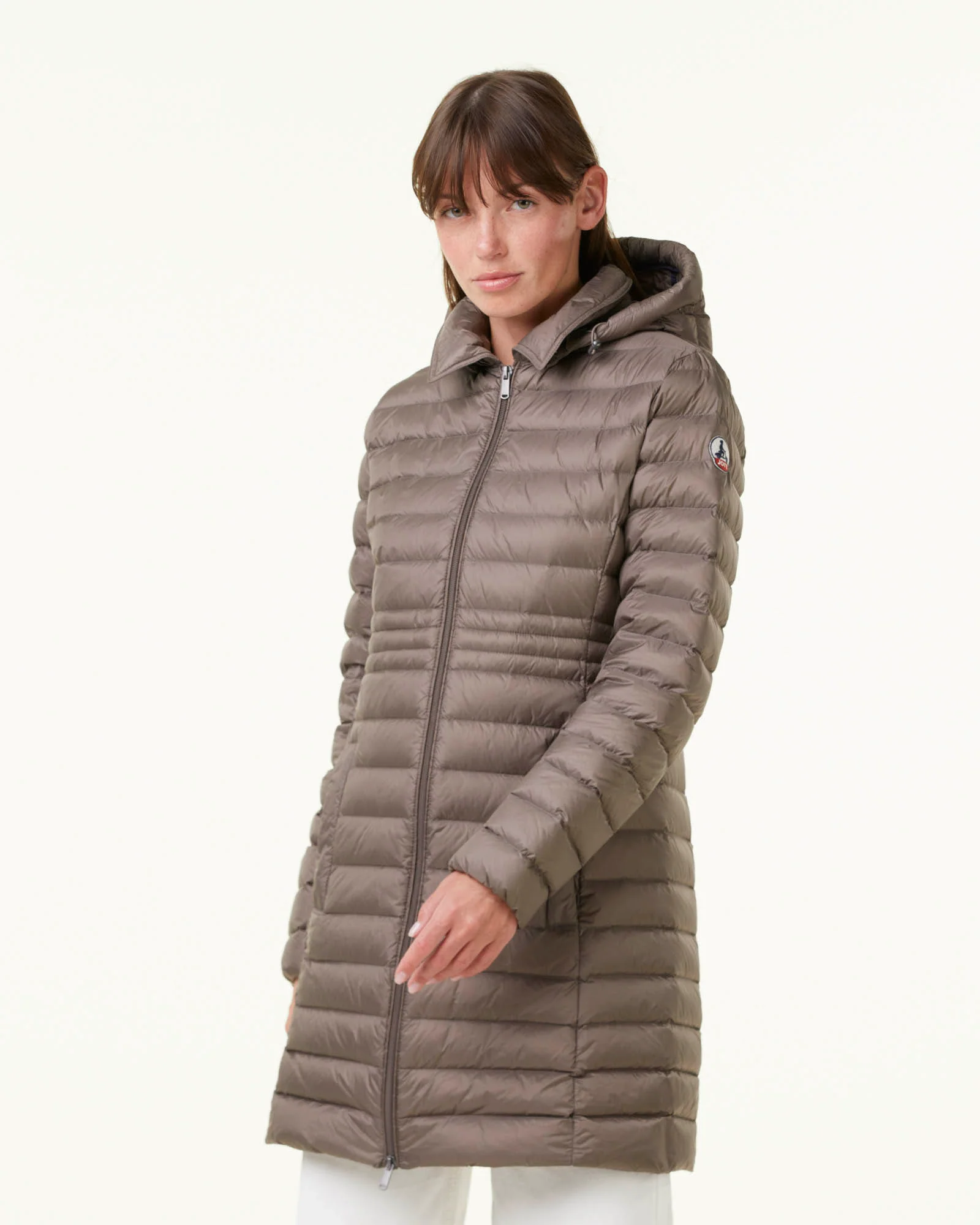 Down jacket long hoodie Taupe Vero 2.0