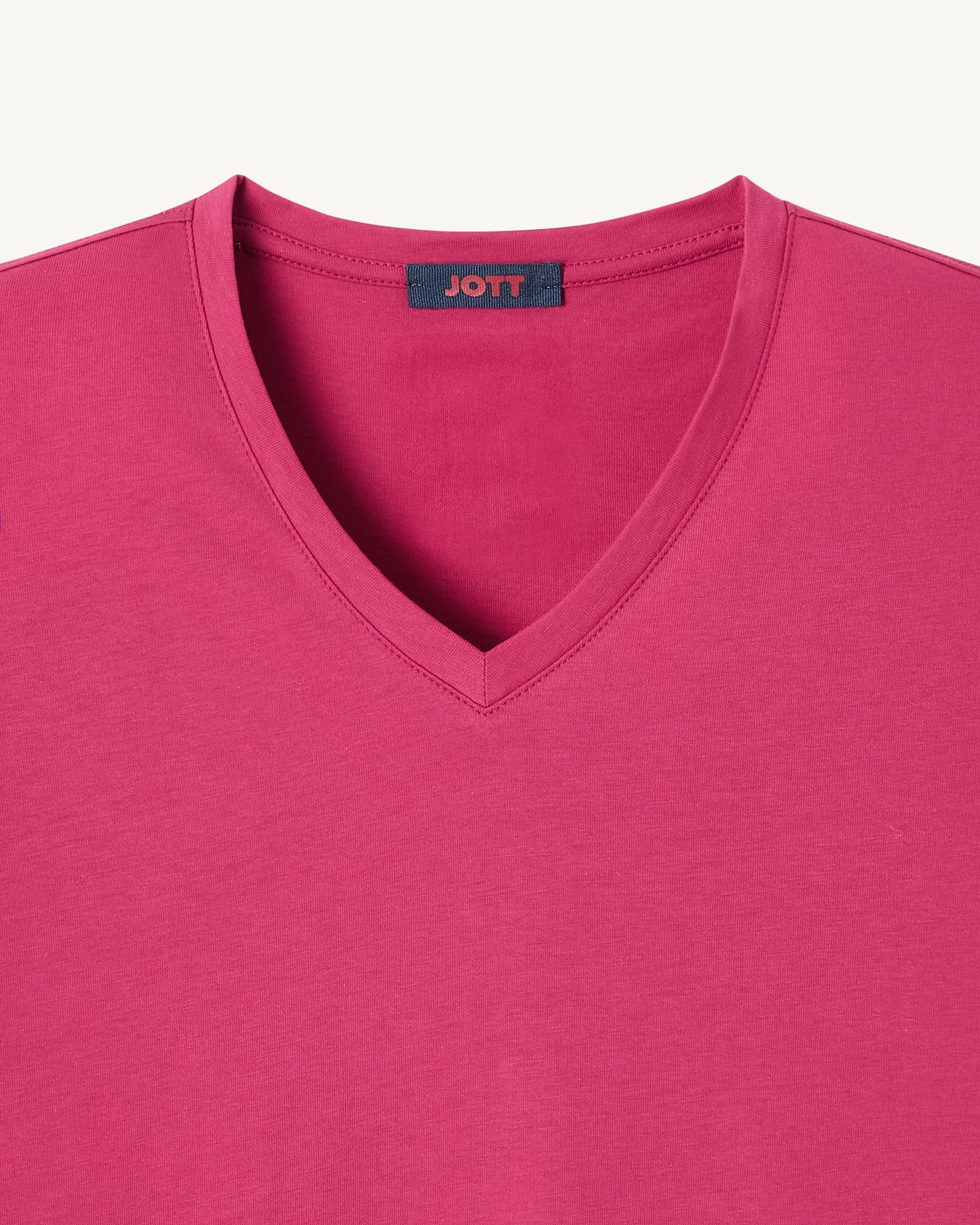 Plain V-neck organic cotton t-shirt Marine Cancun