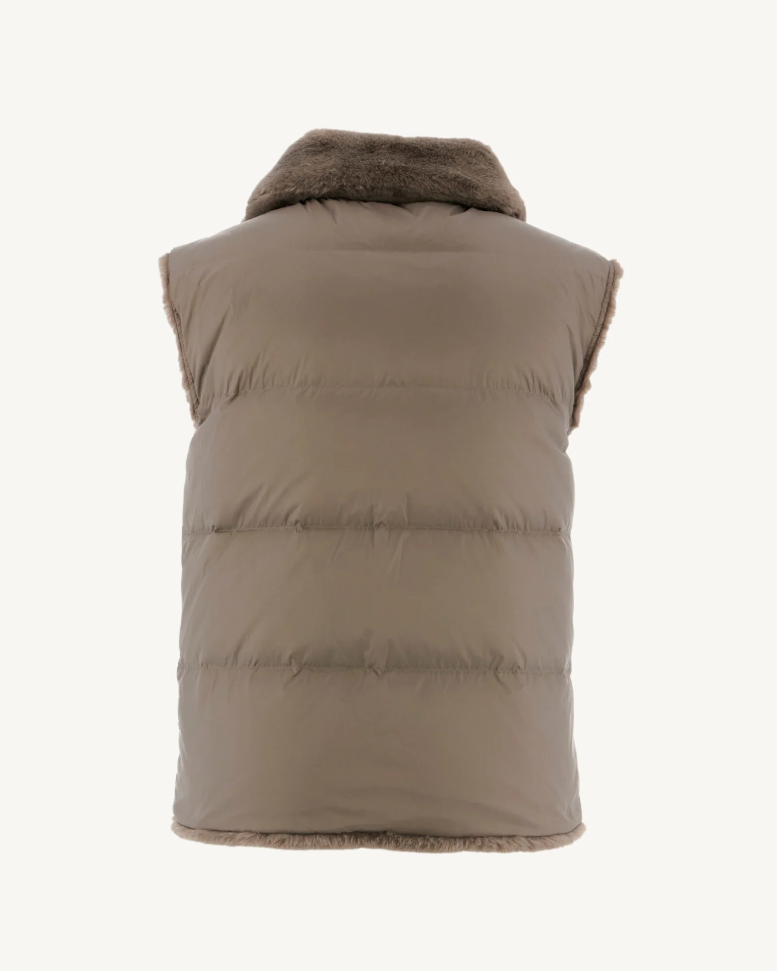 Down jacket with crystals Swarovski®️ sleeveless reversible Grand Froid Taupe Daria