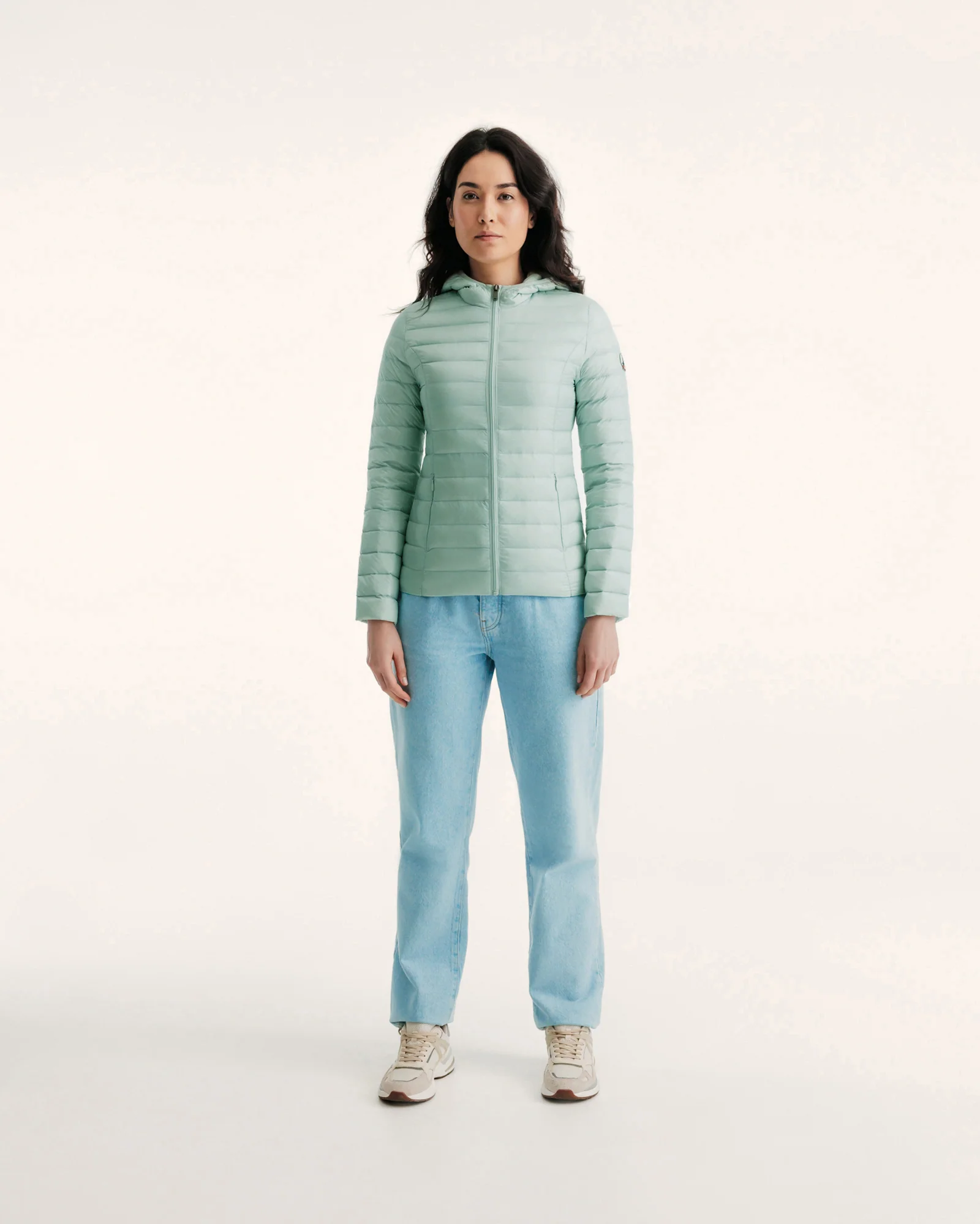 Down jacket light Celadon green Cloe hoodie