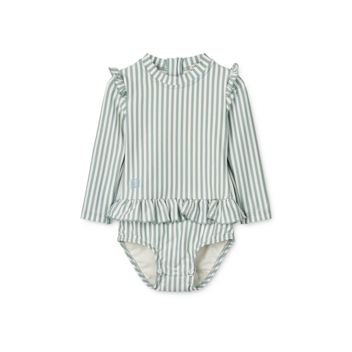 Sille baby seersucker swimsuit - Y/D stripe: Sea blue/white