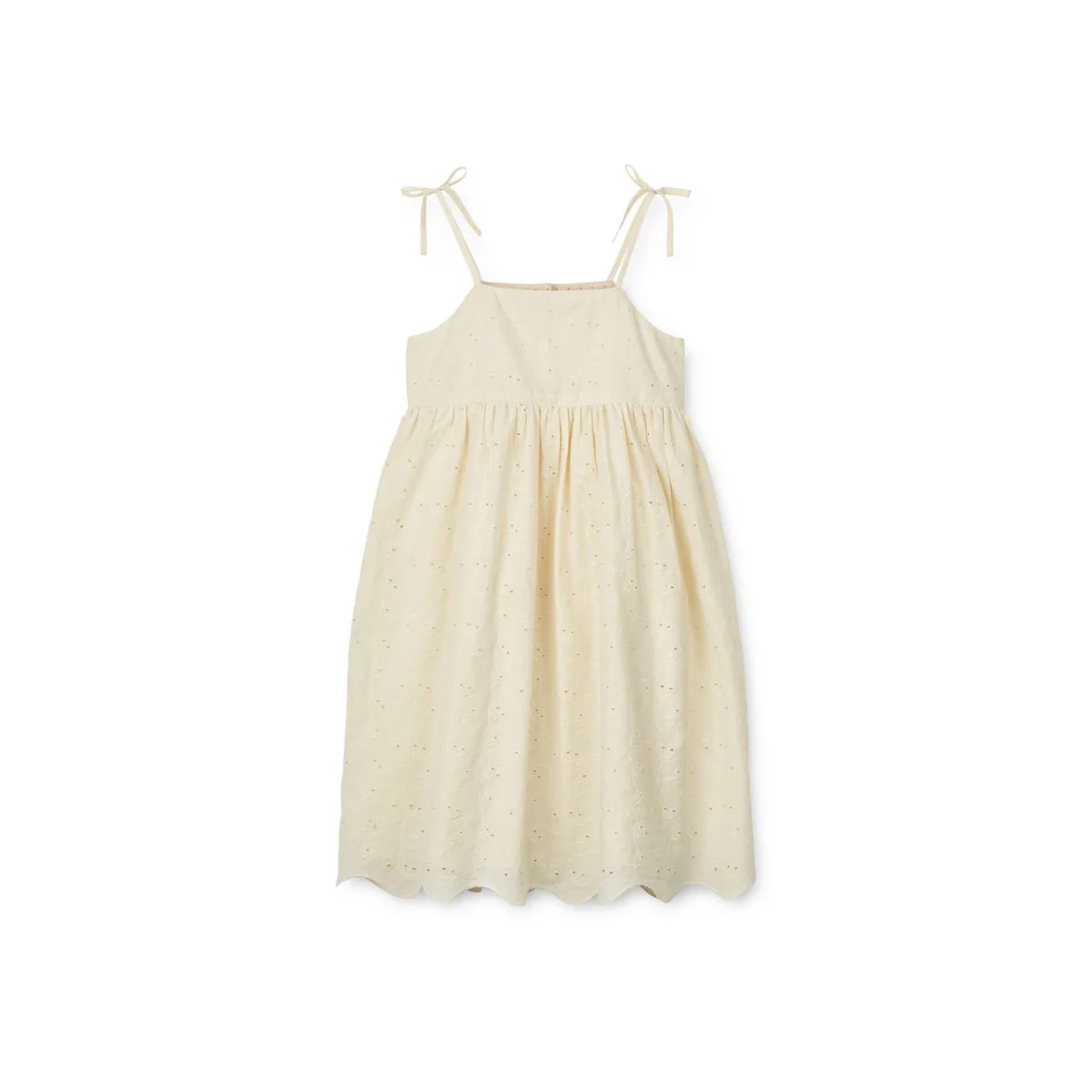 Gunhild anglaise empire dress - Cloud cream
